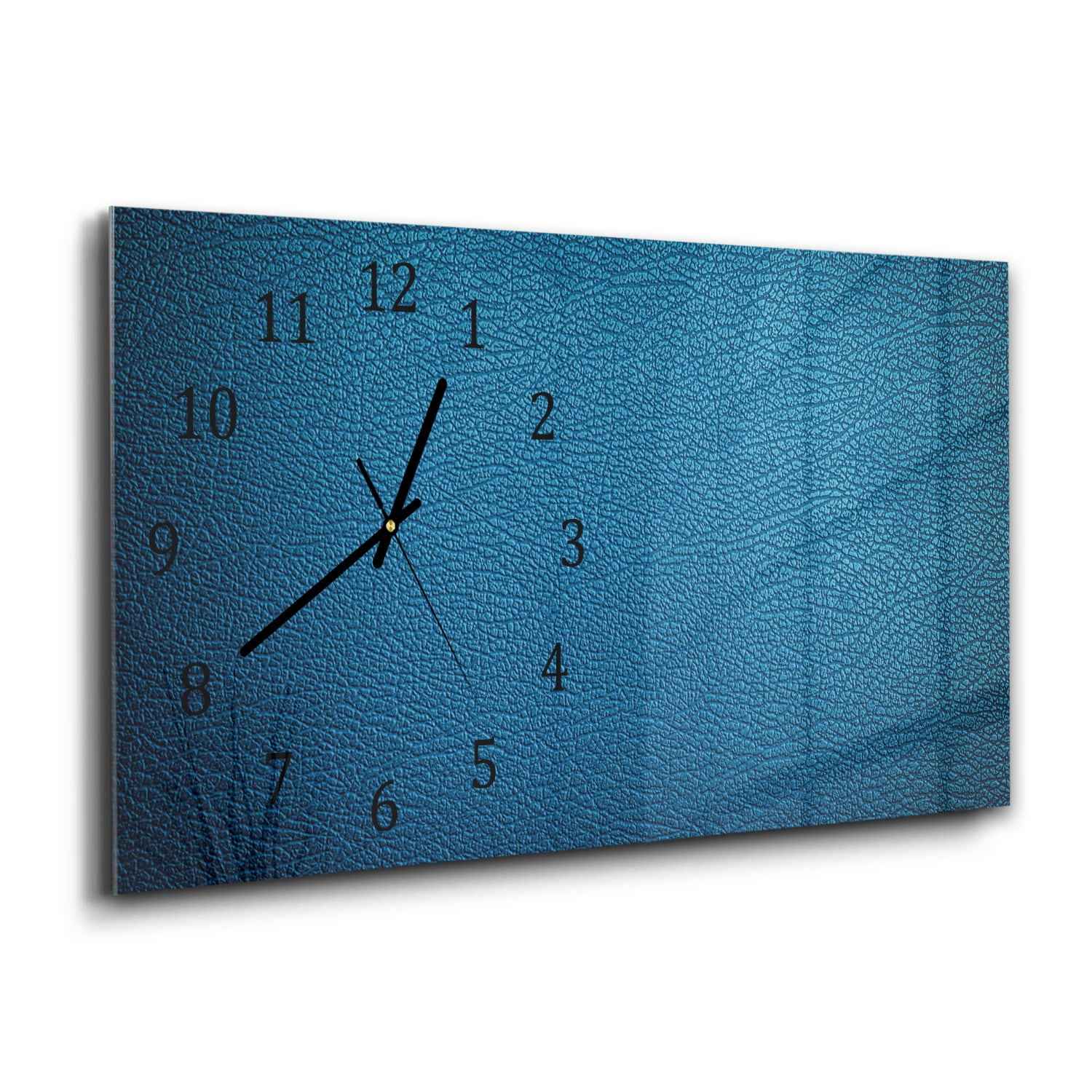 Wanduhr 60x30 - Blaues Leder