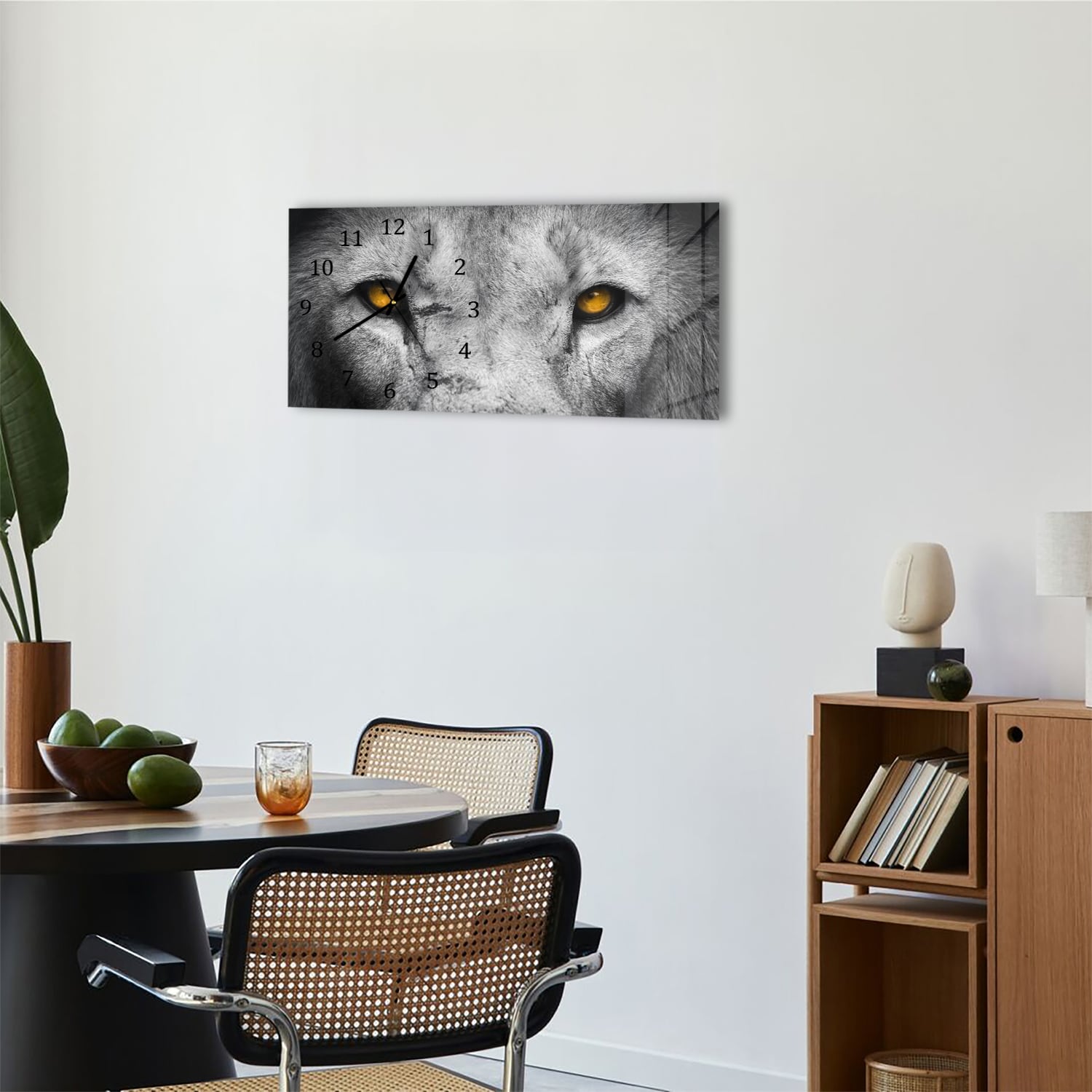 Wanduhr 60x30 - Löwengesicht