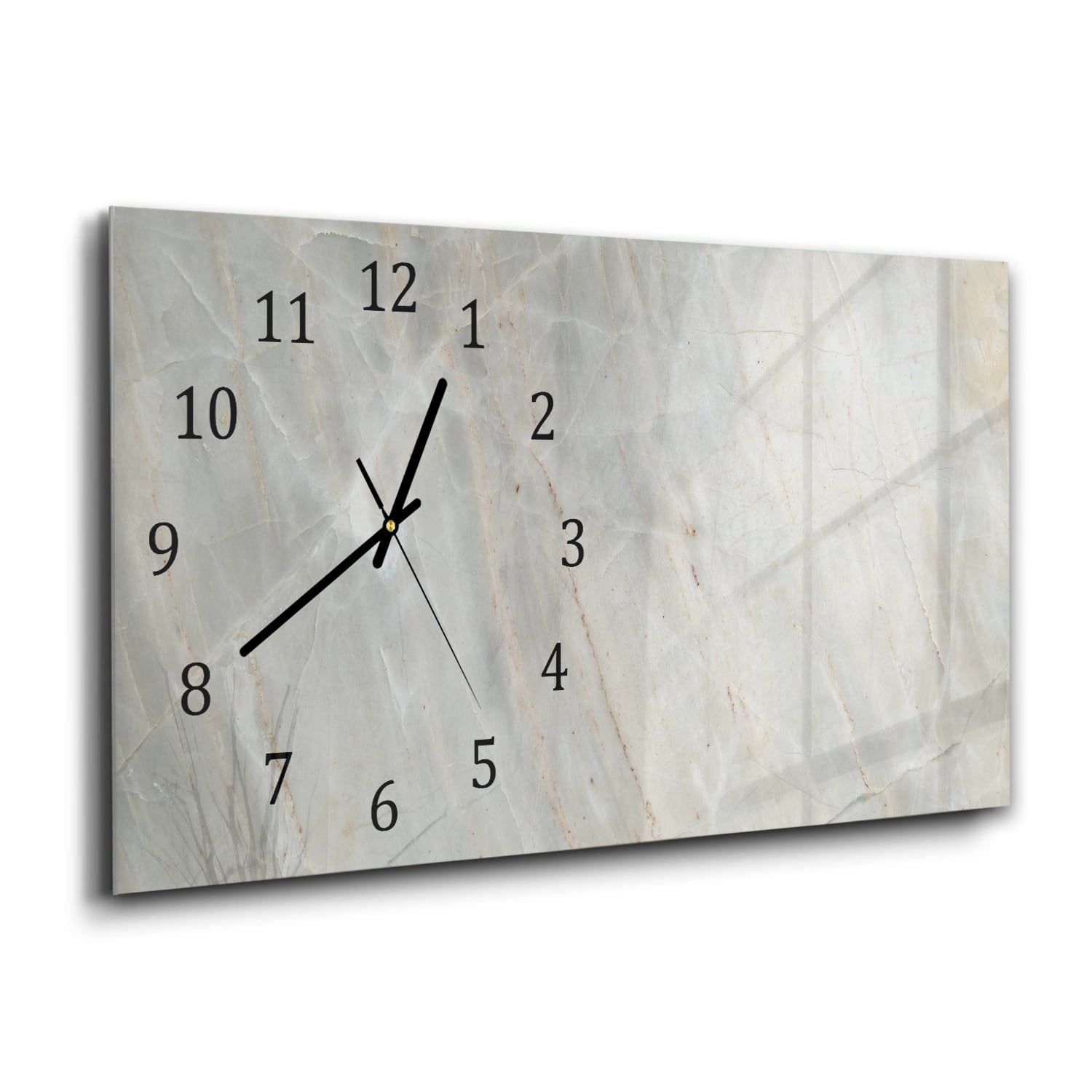 Wanduhr 60x30 - Hellgrauer Marmor