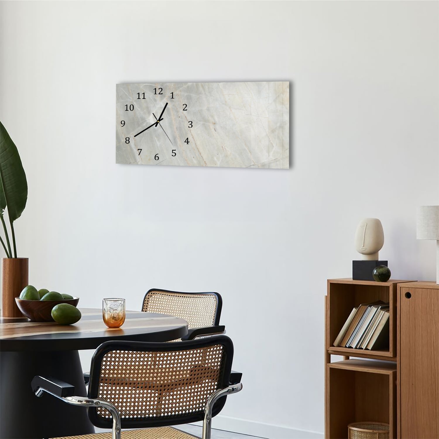 Wanduhr 60x30 - Hellgrauer Marmor