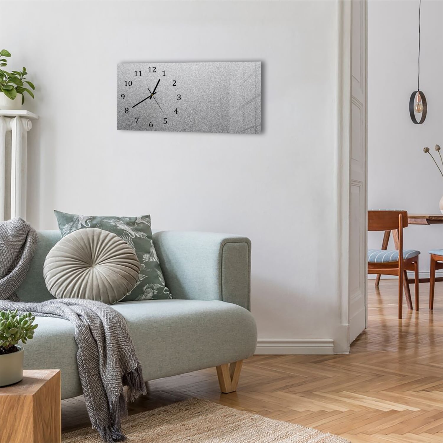 Wanduhr 60x30 - Mattes Silber