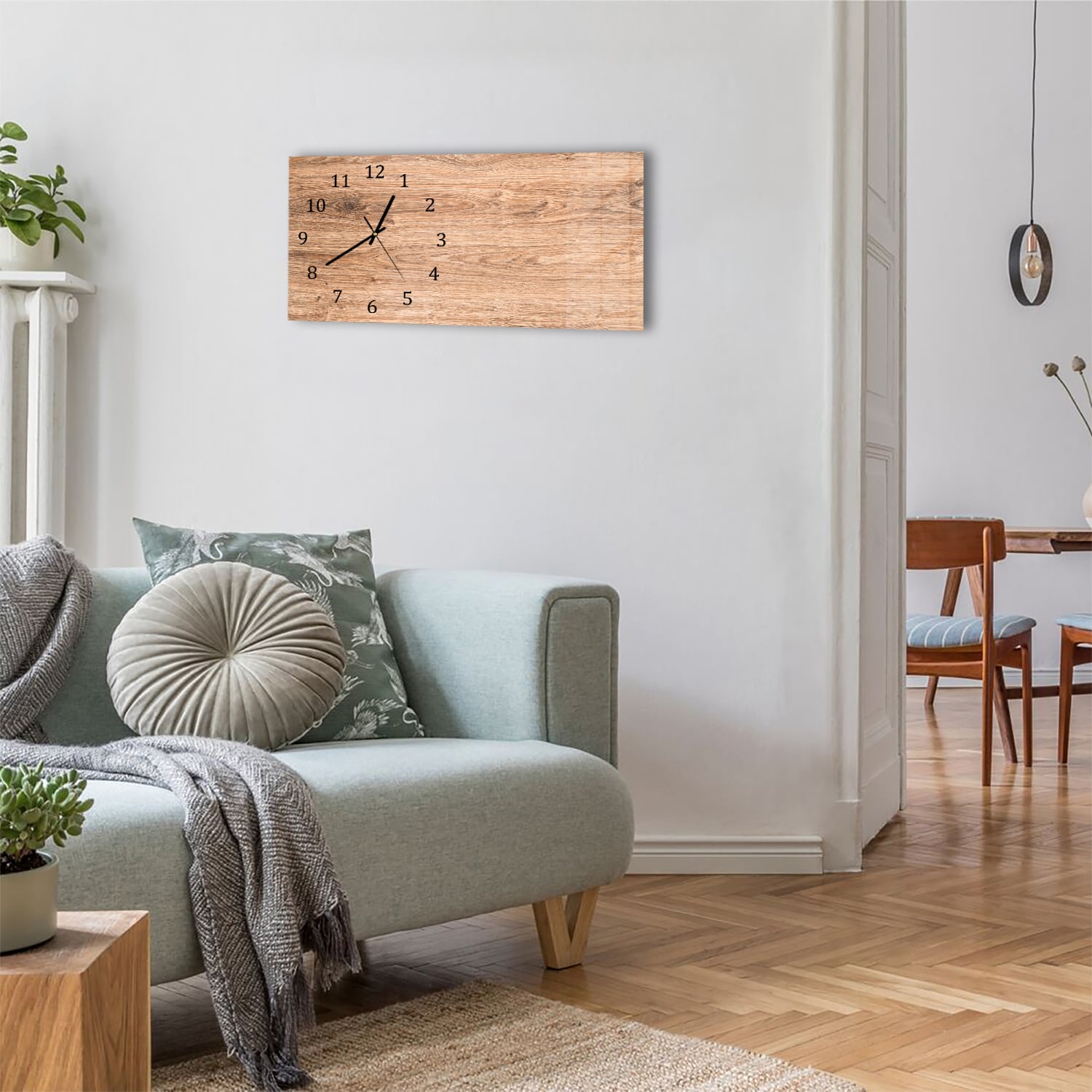 Wanduhr 60x30 - Eichenholz-Textur