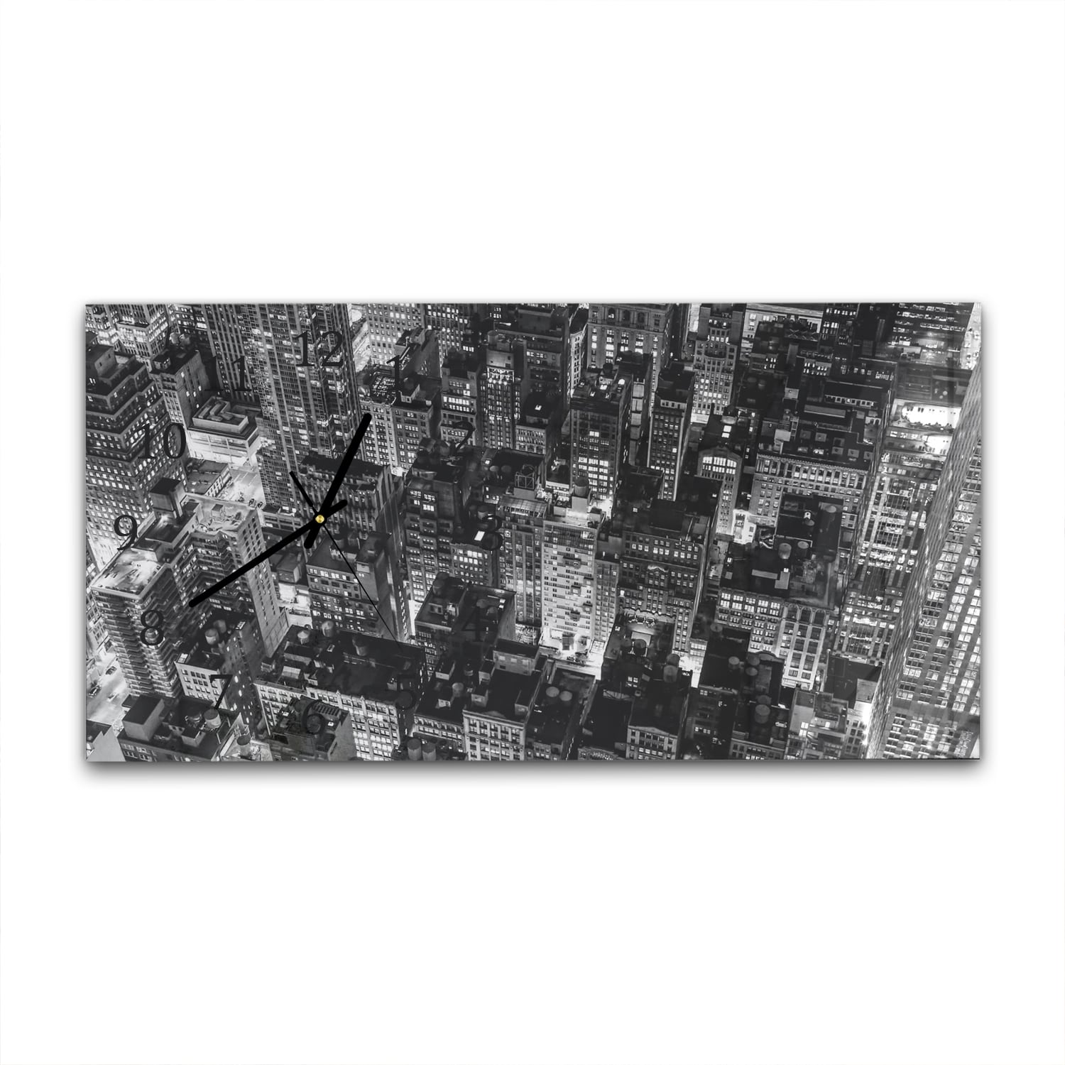Wanduhr 60x30 - New York City Nachtansicht