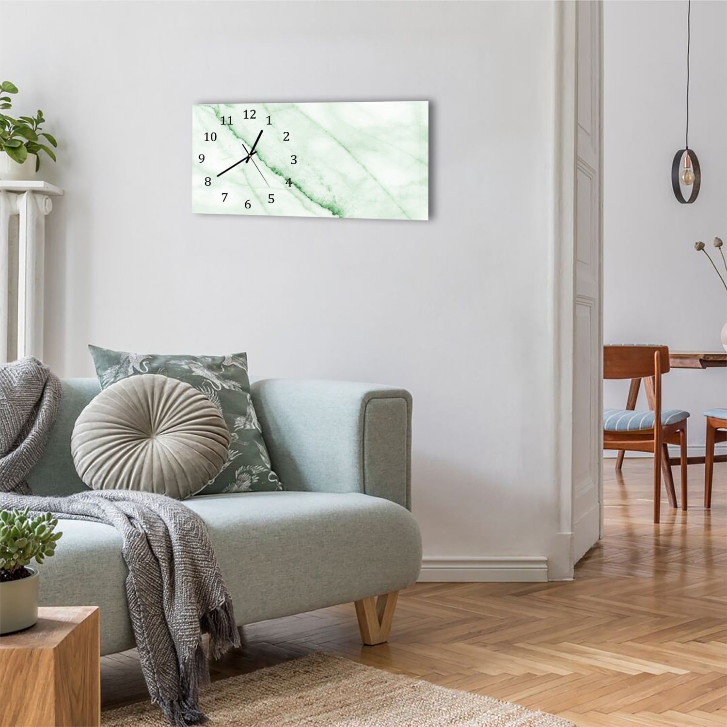 Wanduhr 60x30 - Smaragdgrüner Marmor