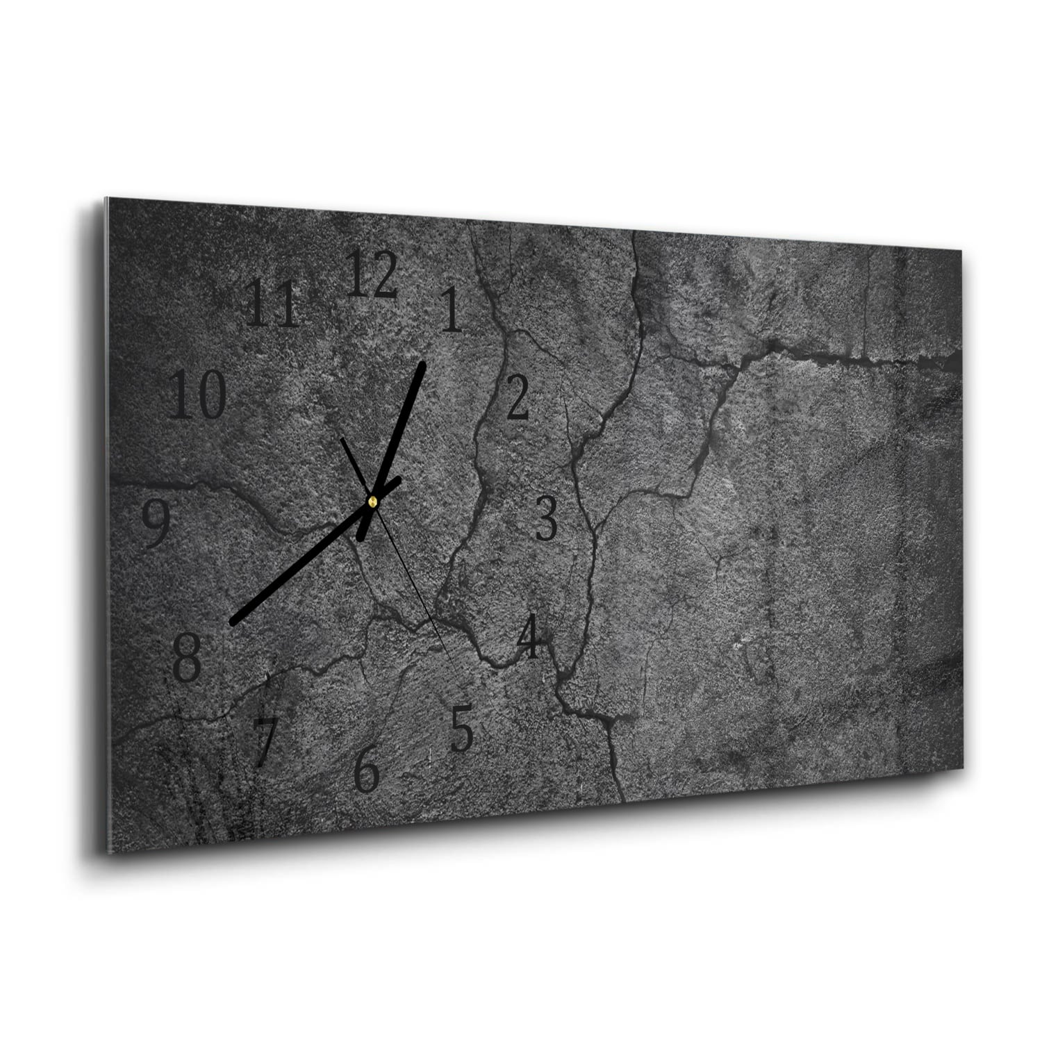 Wanduhr 60x30 - Schwarzer gerissener Beton