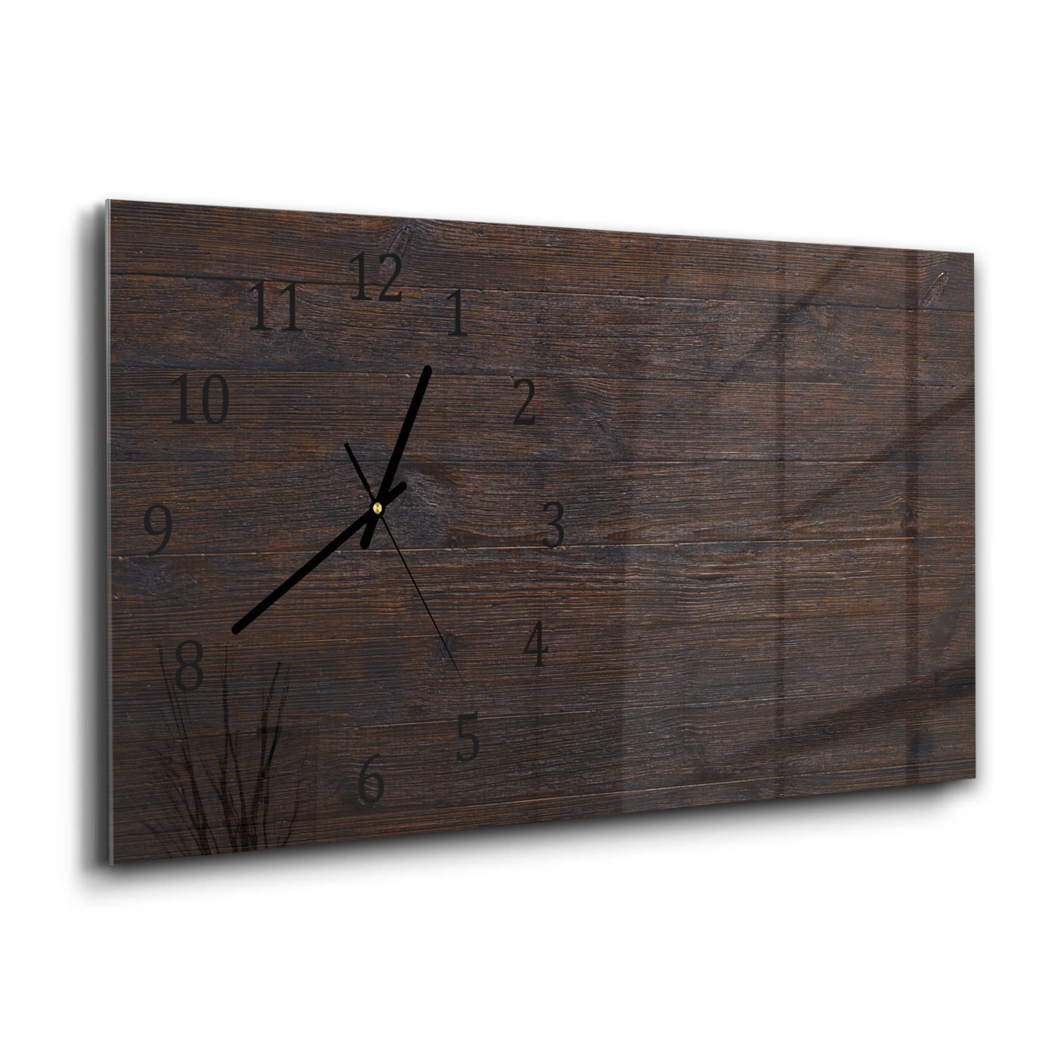 Wanduhr 60x30 - Dunkle Holztextur