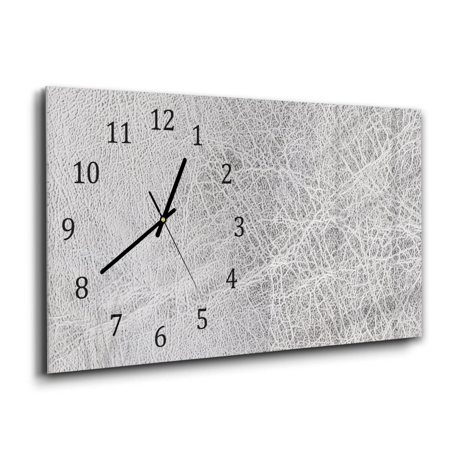 Wanduhr 60x30 - Silbernes Leder Nahaufnahme