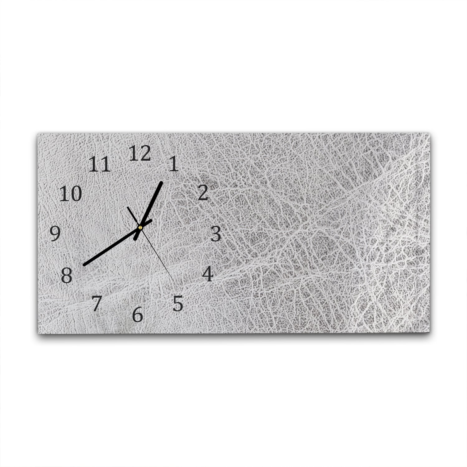 Wanduhr 60x30 - Silbernes Leder Nahaufnahme