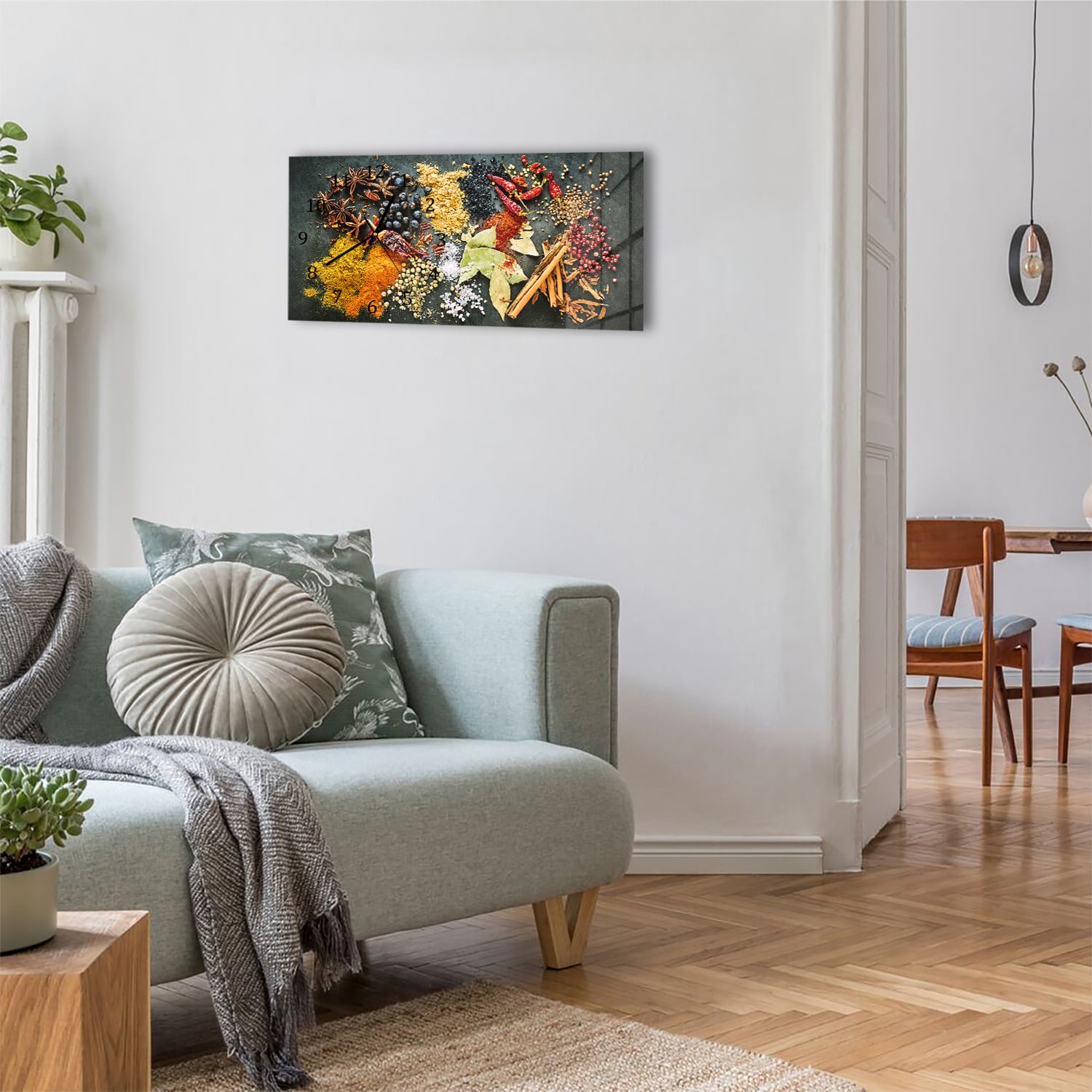 Wanduhr 60x30 - Geschmacksexplosion der Gewürze