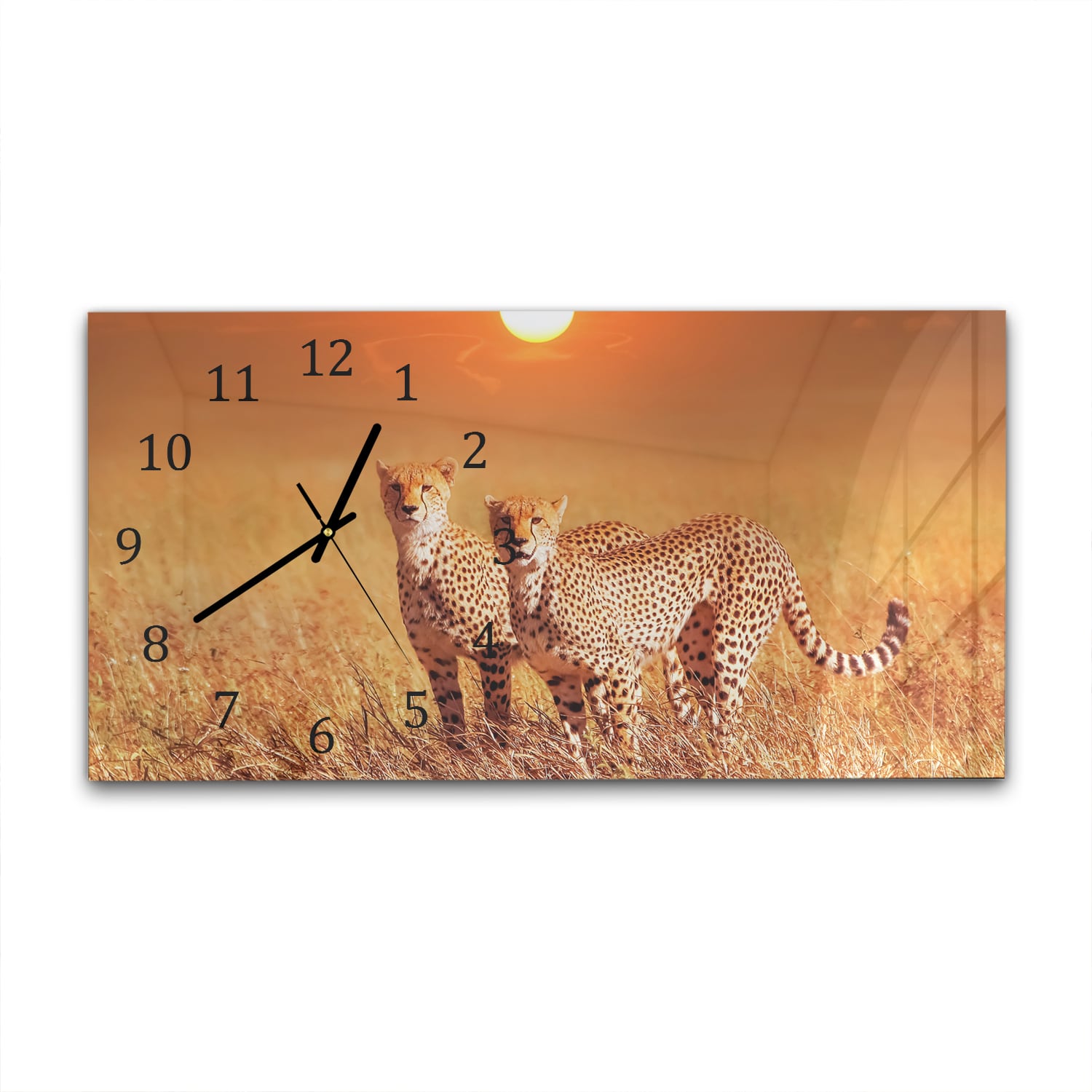 Wanduhr 60x30 - Zwei Geparden