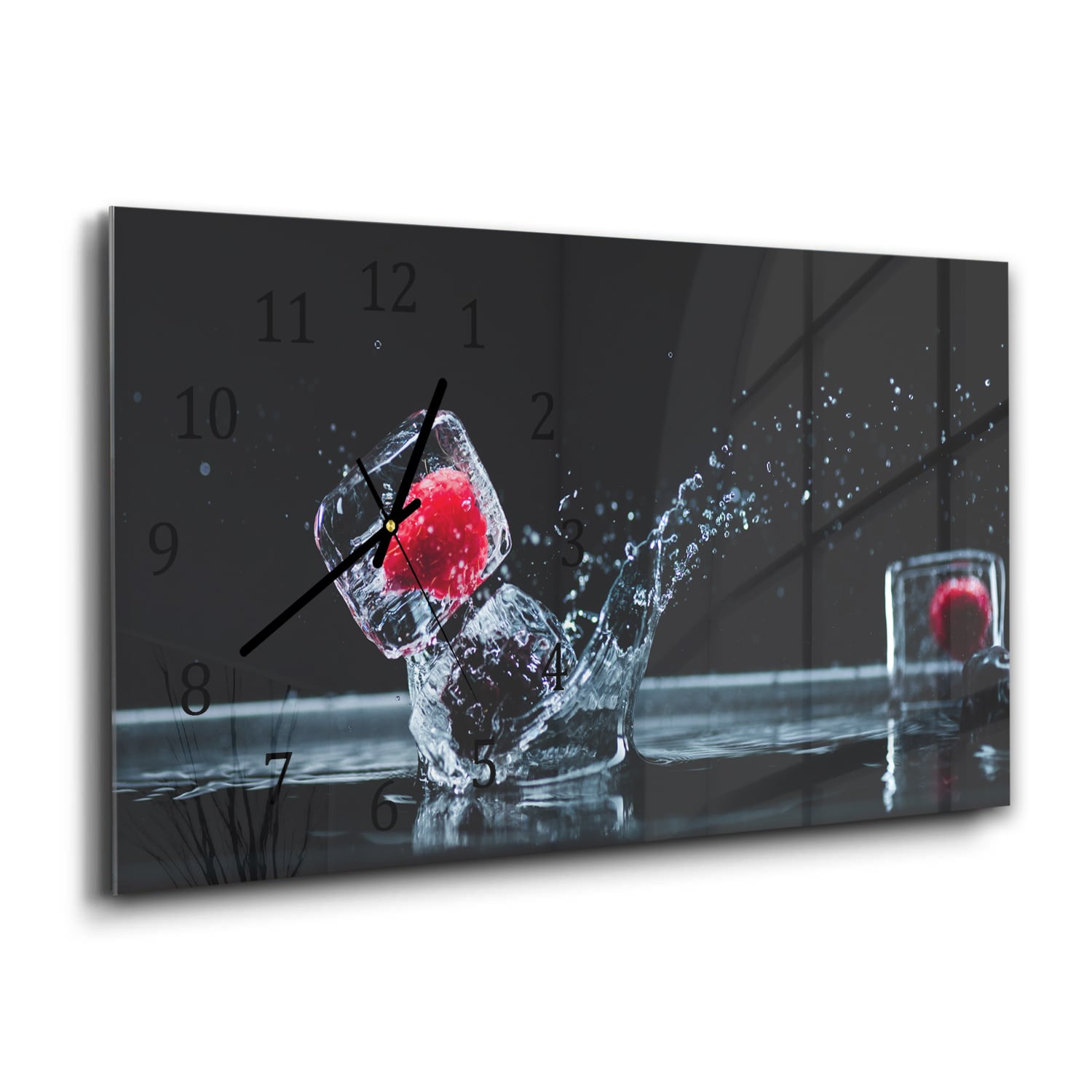 Wanduhr 60x30 - Früchte in Eiswürfeln