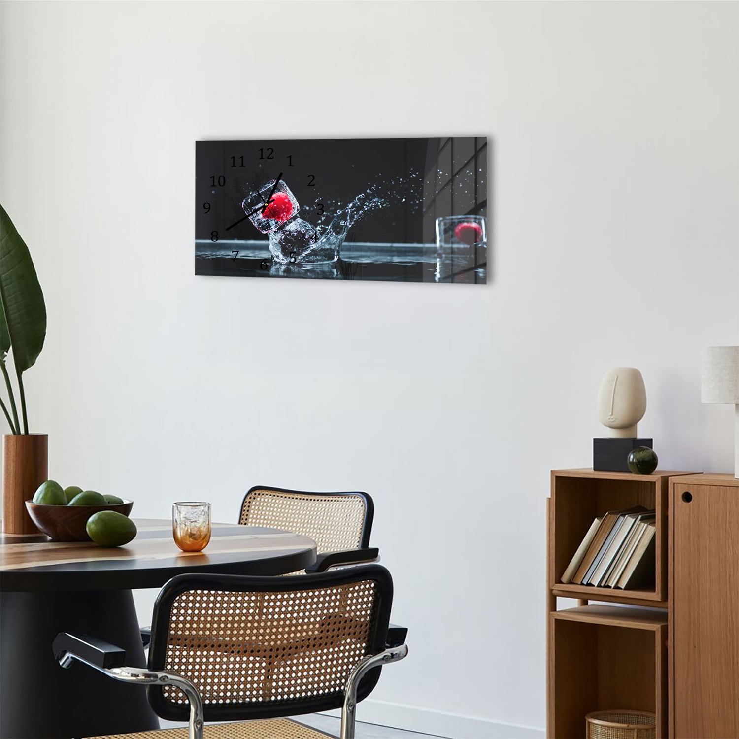 Wanduhr 60x30 - Früchte in Eiswürfeln