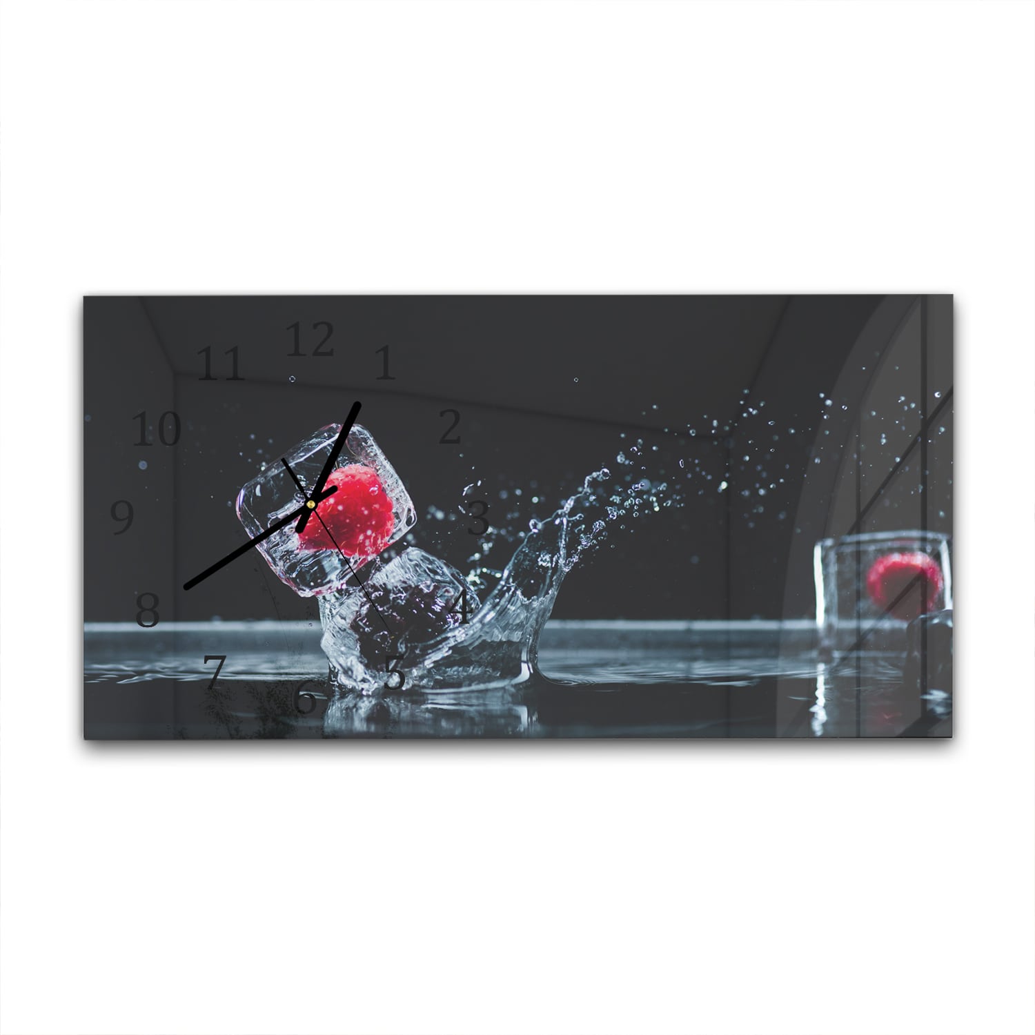 Wanduhr 60x30 - Früchte in Eiswürfeln