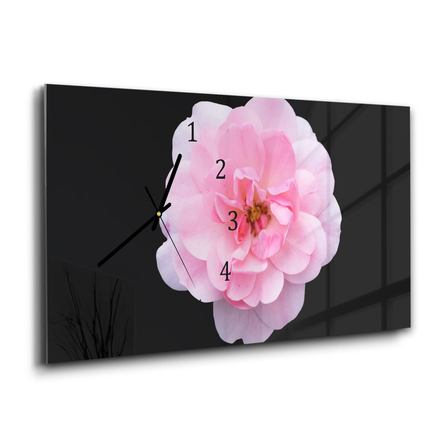 Wanduhr 60x30 - Hellrosa Floribunda