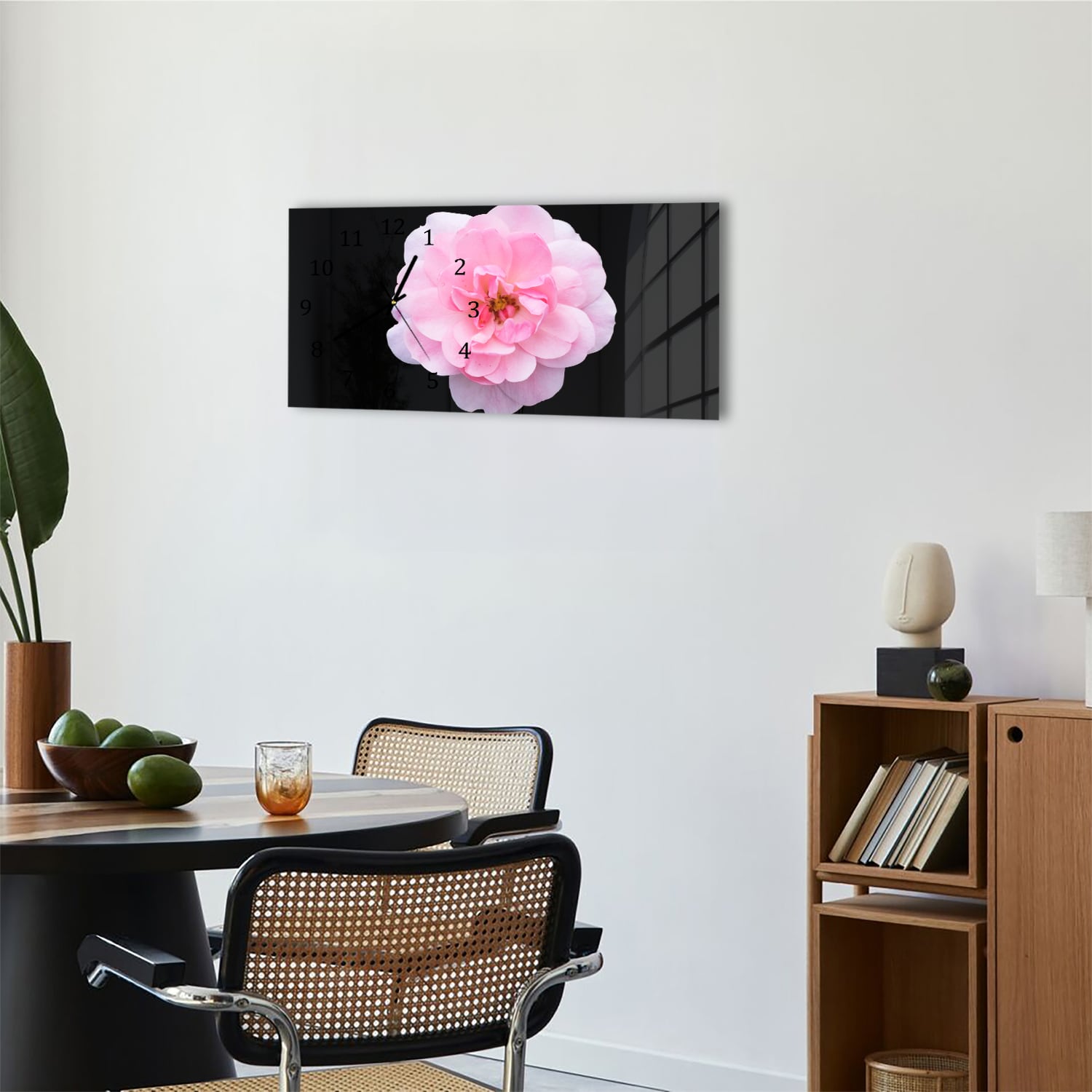 Wanduhr 60x30 - Hellrosa Floribunda