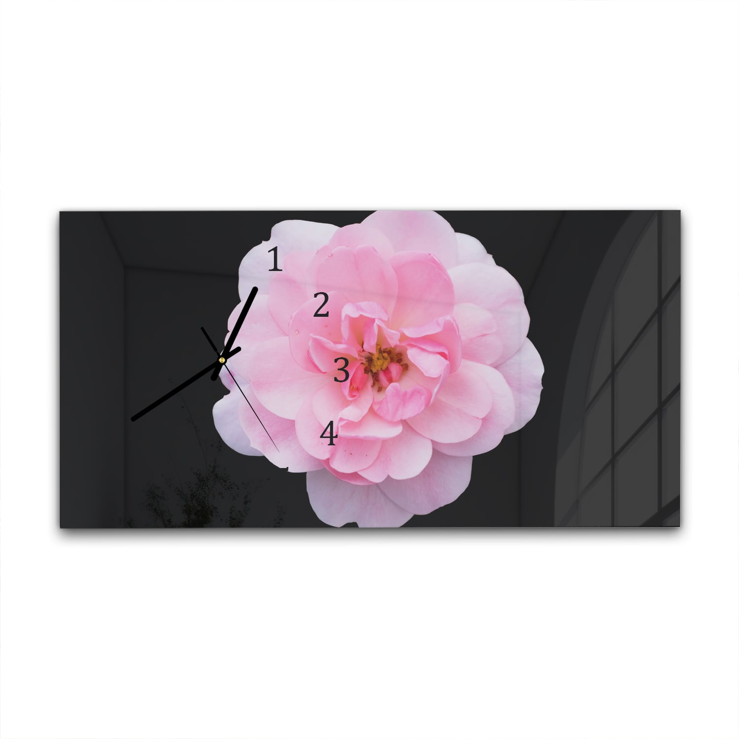 Wanduhr 60x30 - Hellrosa Floribunda