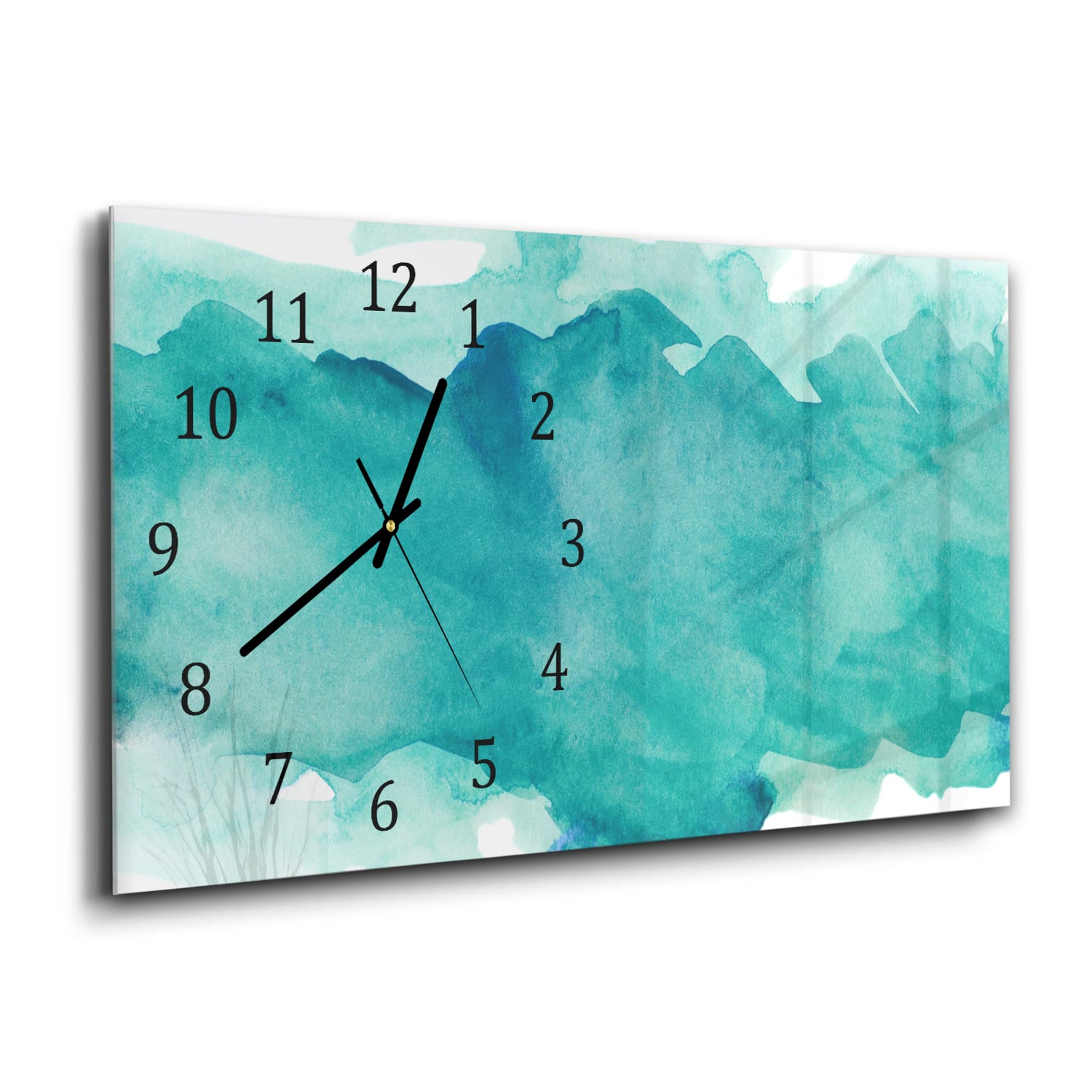 Wanduhr 60x30 - Grüner Aquarellstreifen