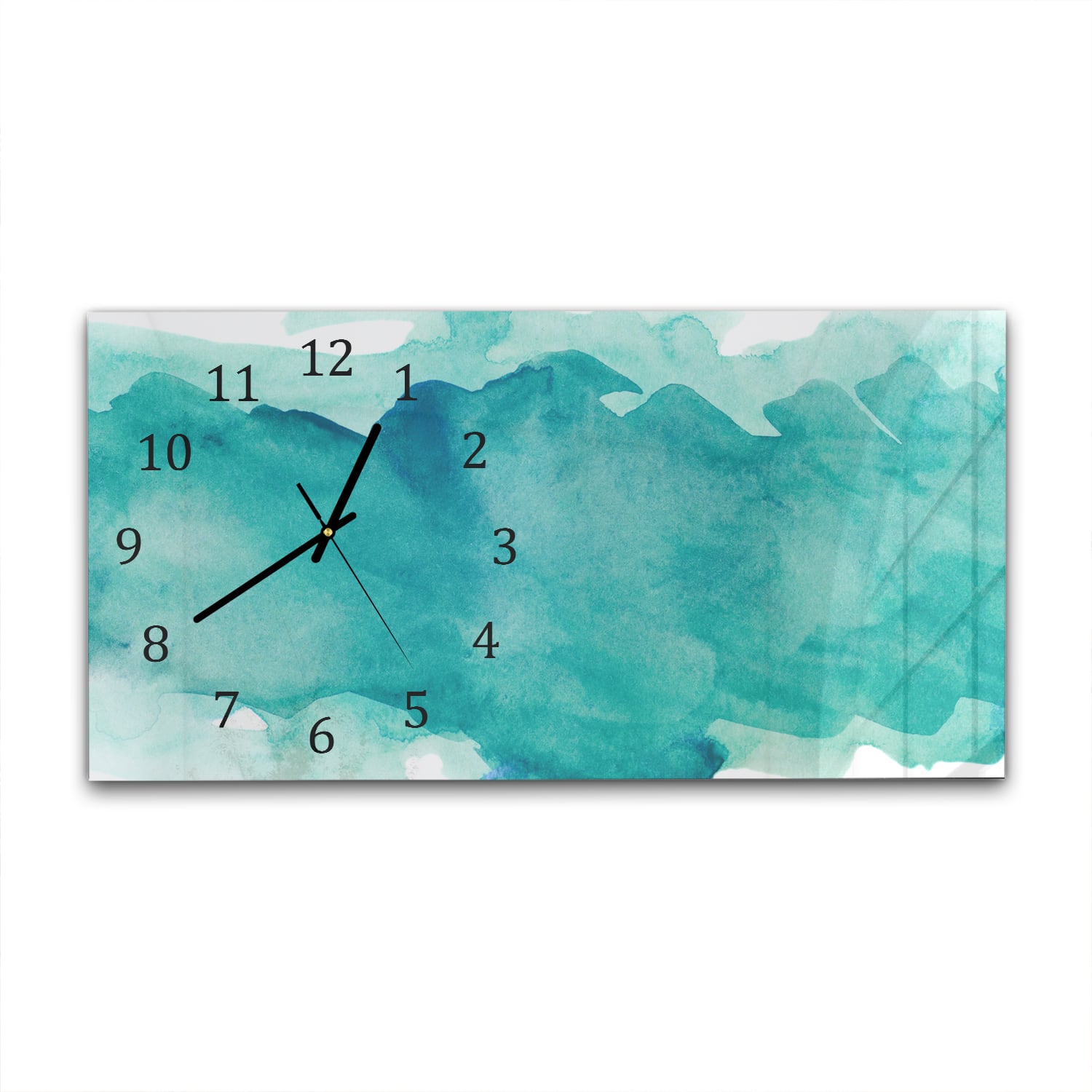 Wanduhr 60x30 - Grüner Aquarellstreifen