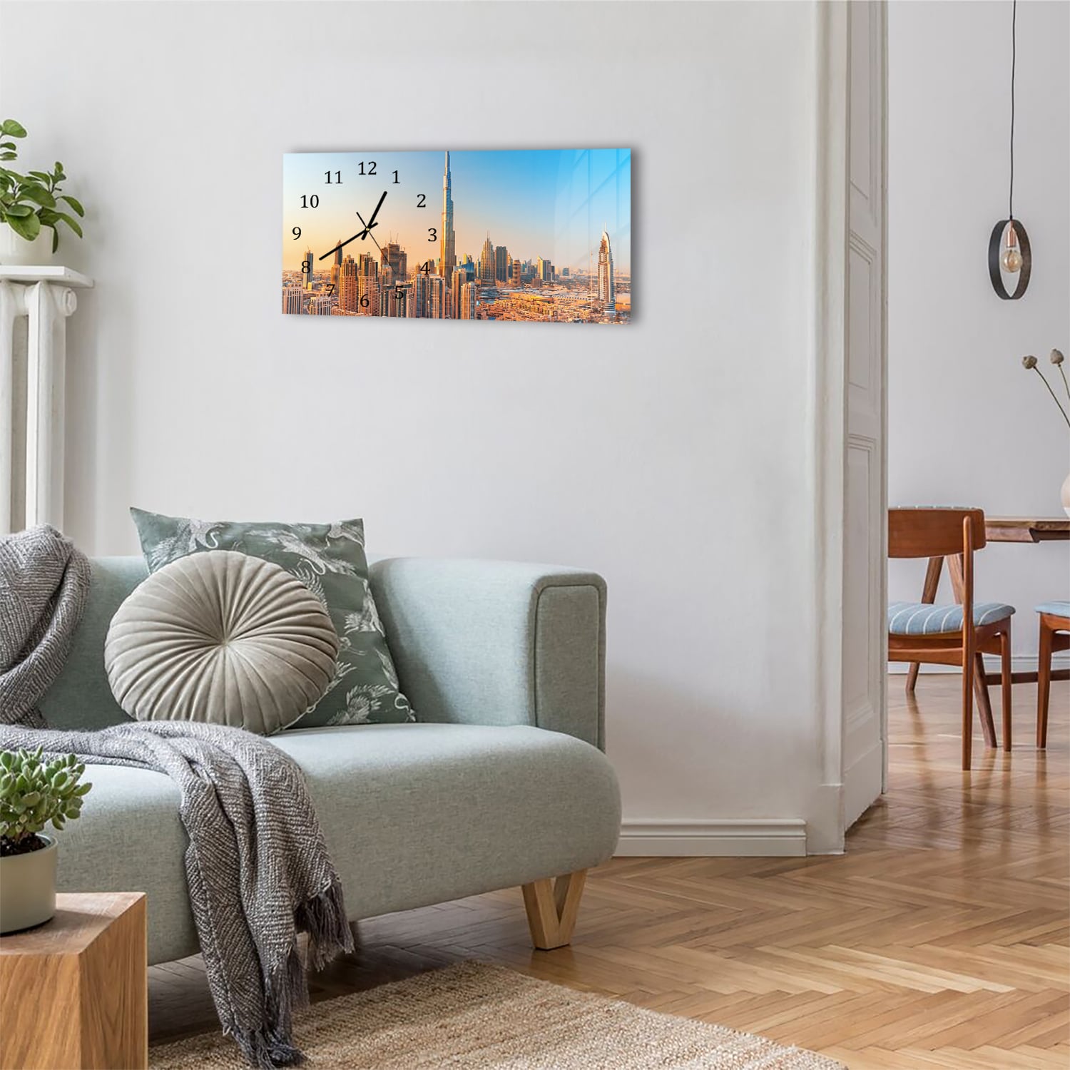 Wanduhr 60x30 - Sonnenuntergang in Dubai