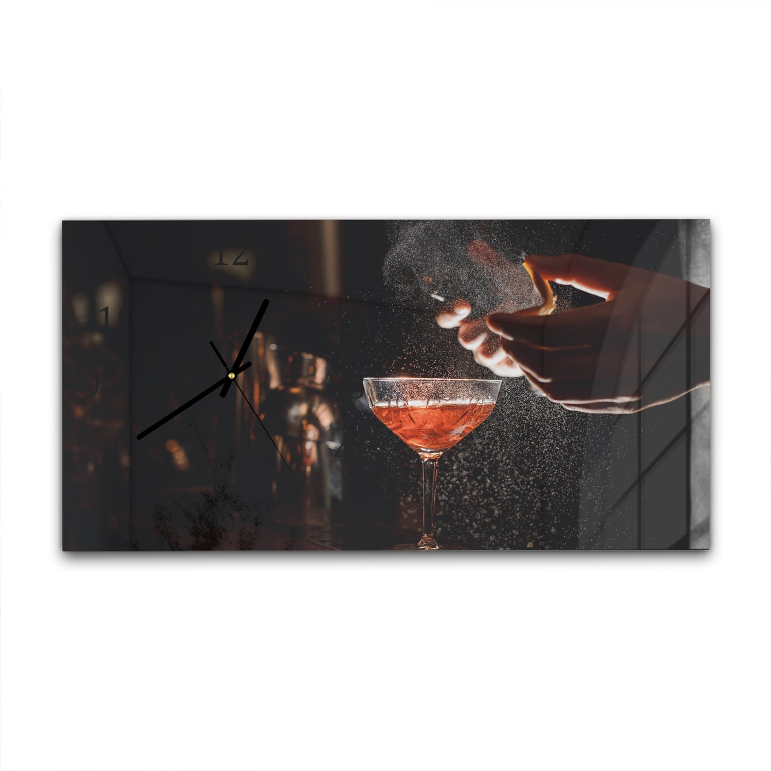 Wanduhr 60x30 - Eleganter Cocktail