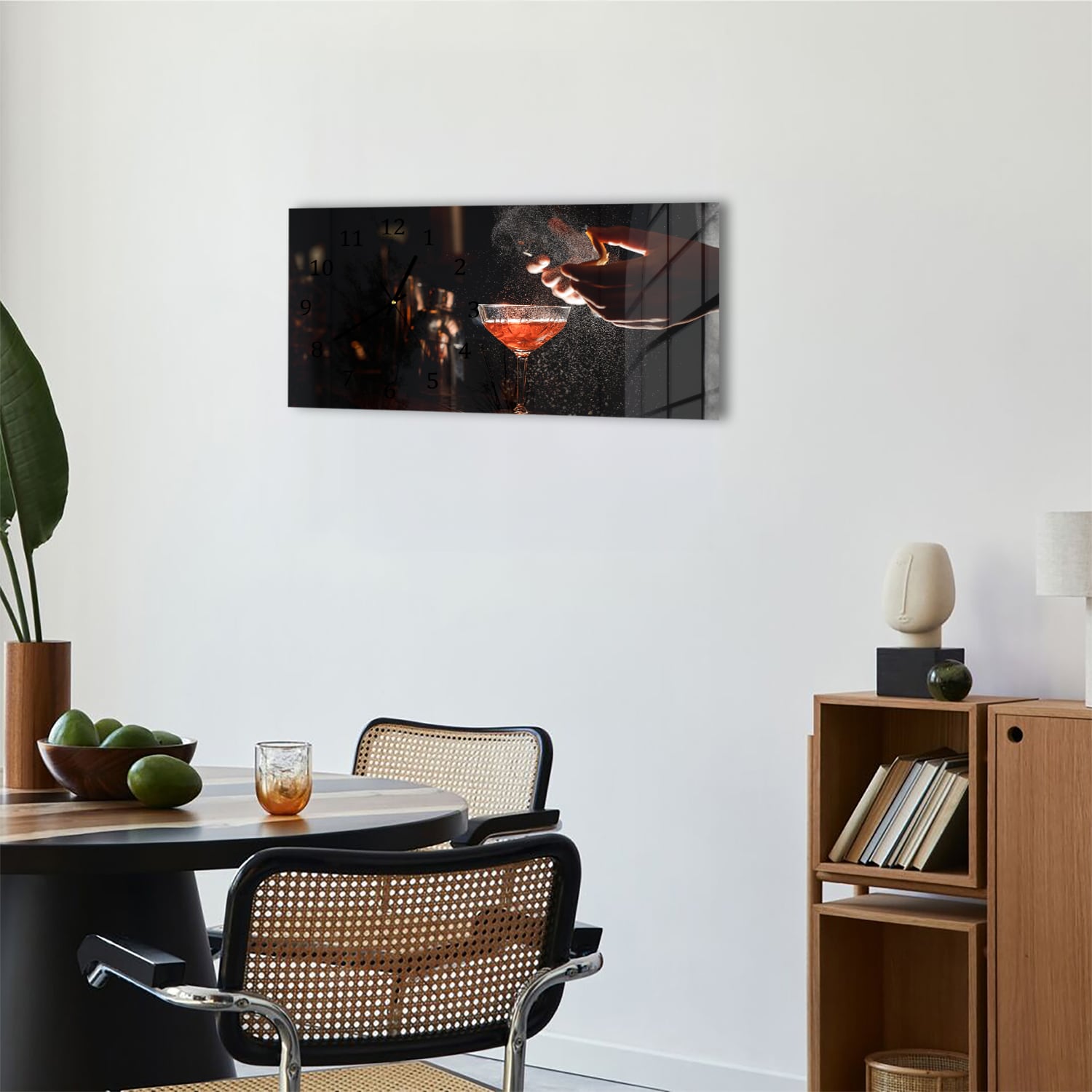 Wanduhr 60x30 - Eleganter Cocktail