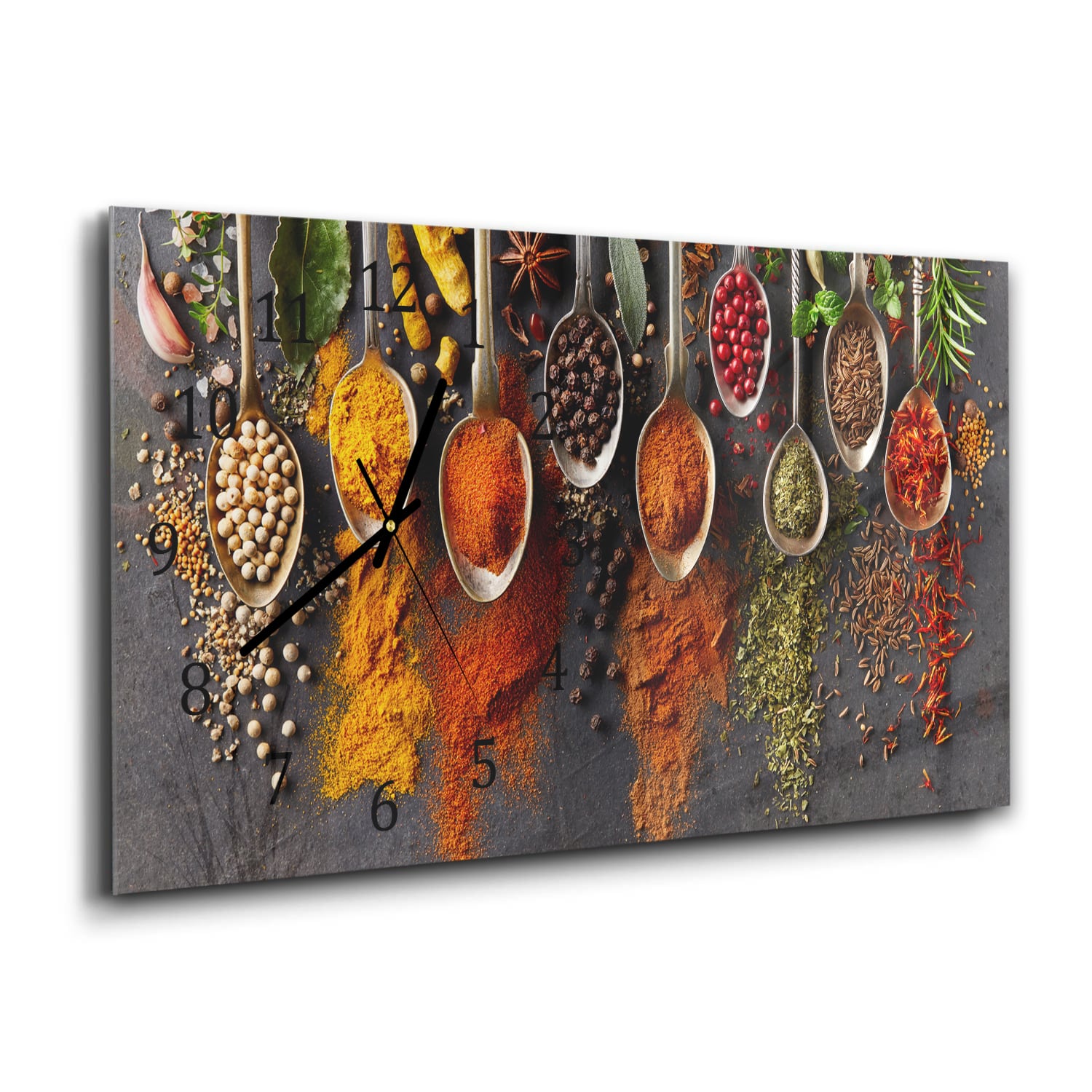 Wanduhr 60x30 - Gewürze in Löffeln