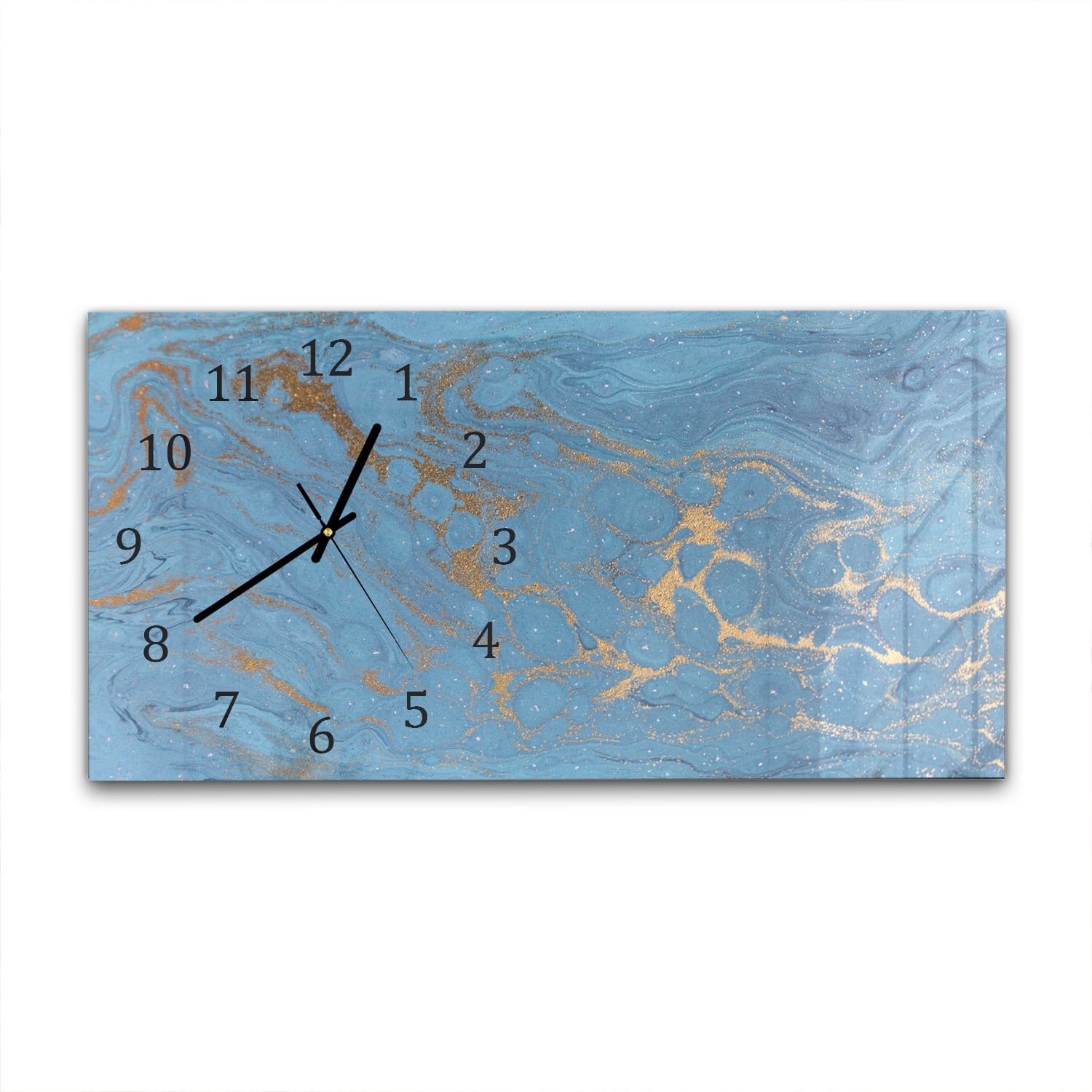 Wanduhr 60x30 - Gold und blauer Marmor