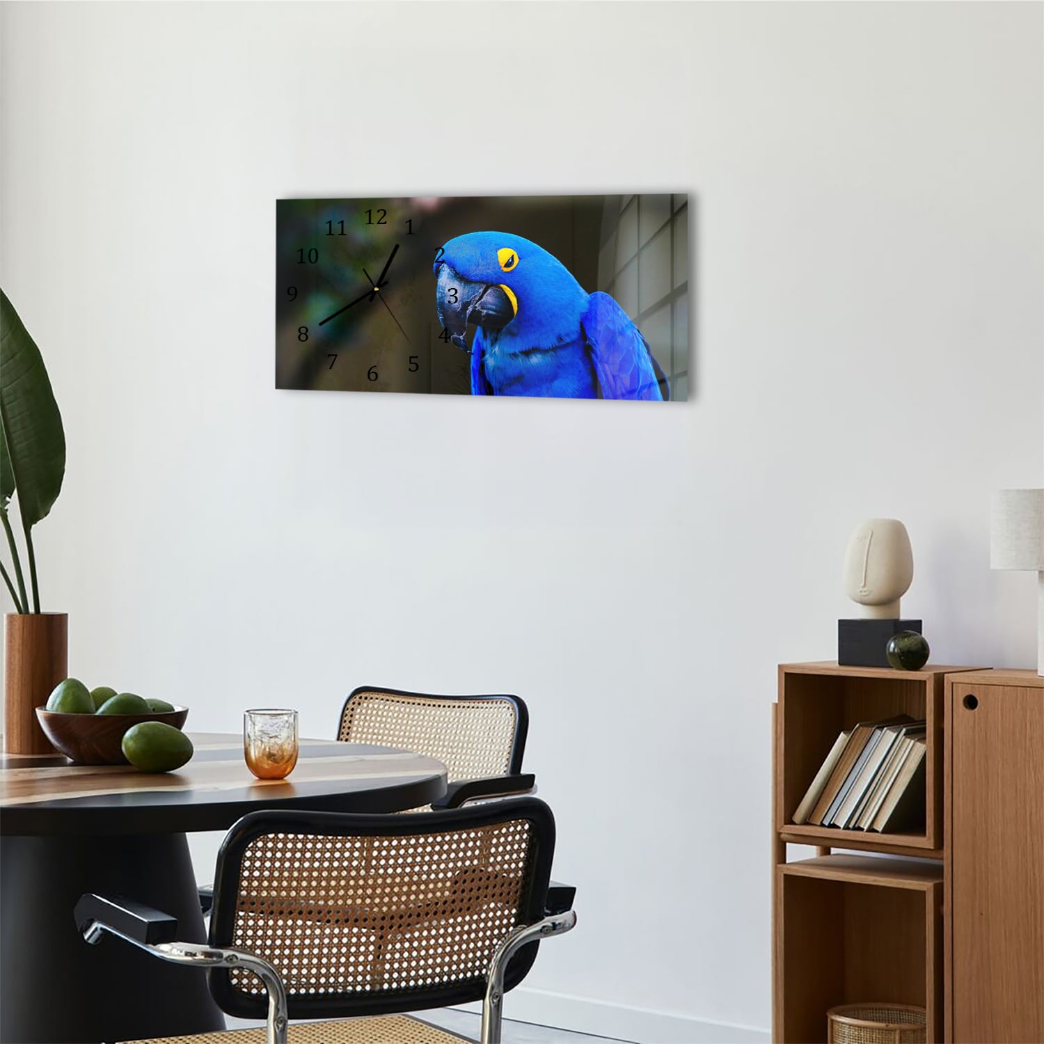 Wanduhr 60x30 - Blaue Aras