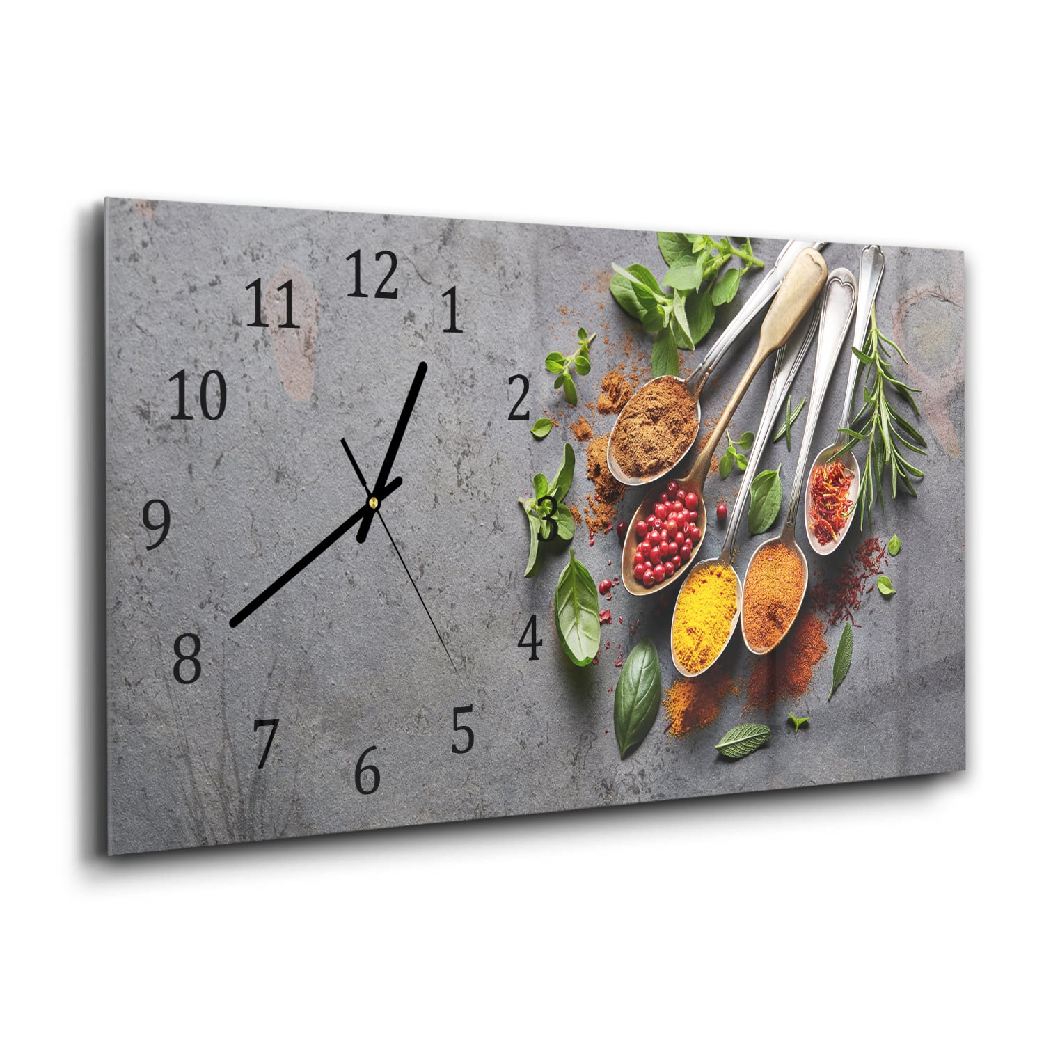 Wanduhr 60x30 - Gewürze auf Löffeln