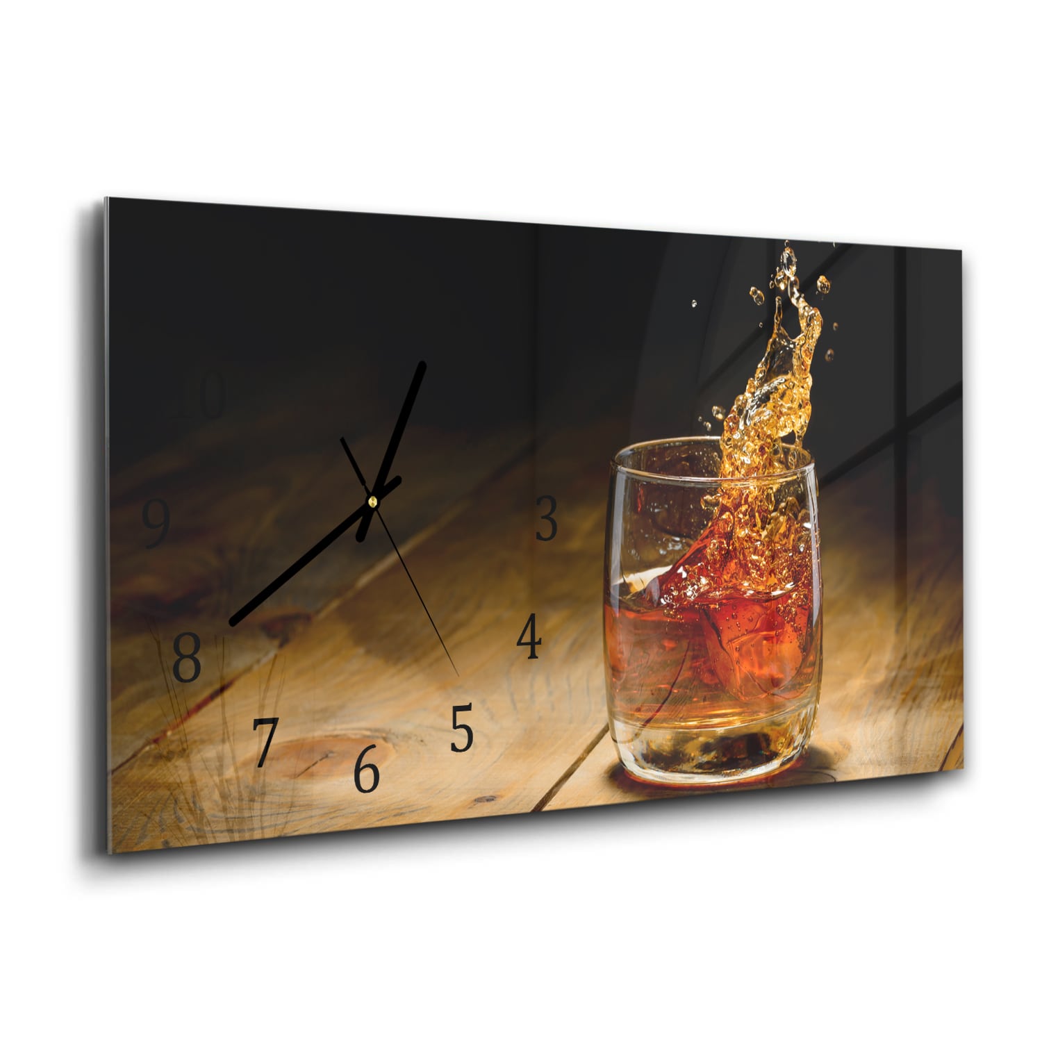 Wanduhr 60x30 - Whisky-Splash
