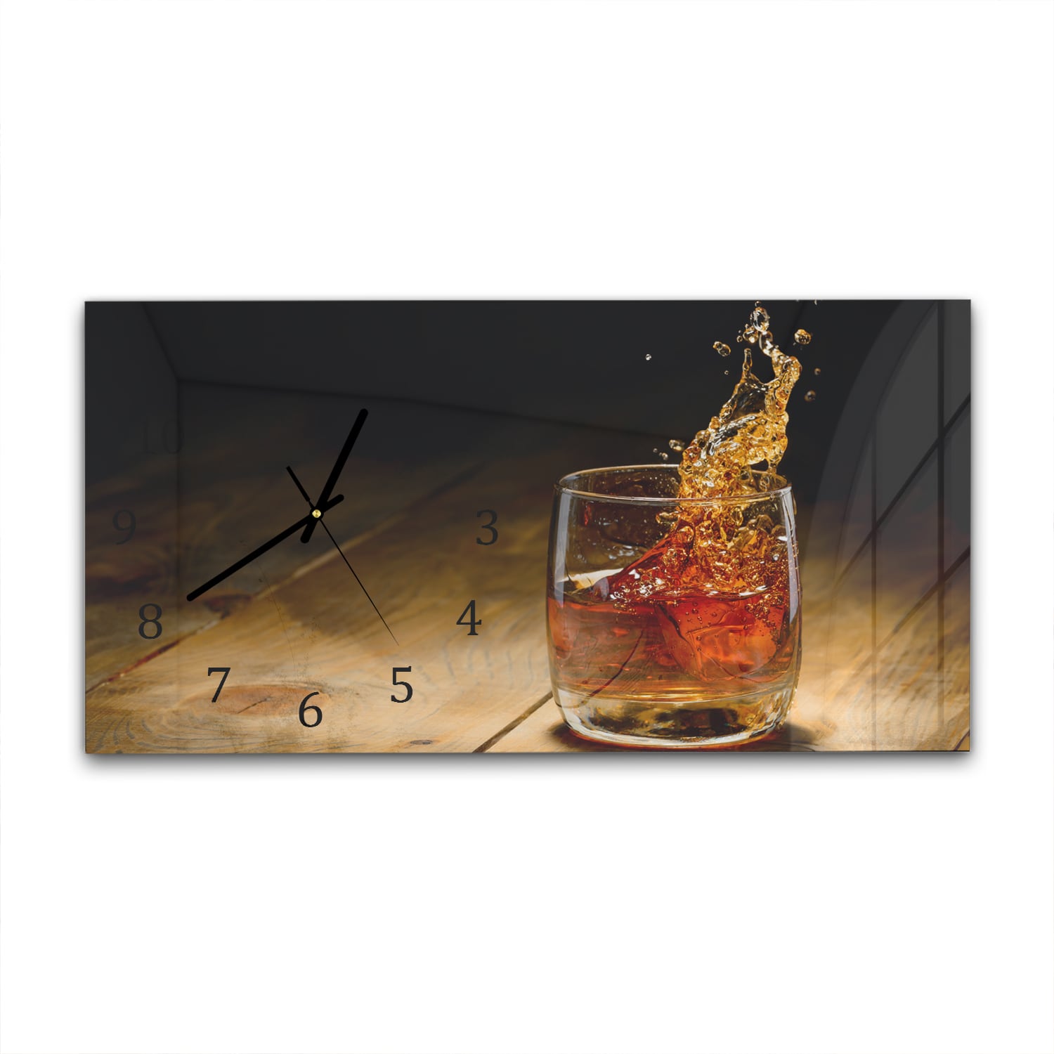 Wanduhr 60x30 - Whisky-Splash