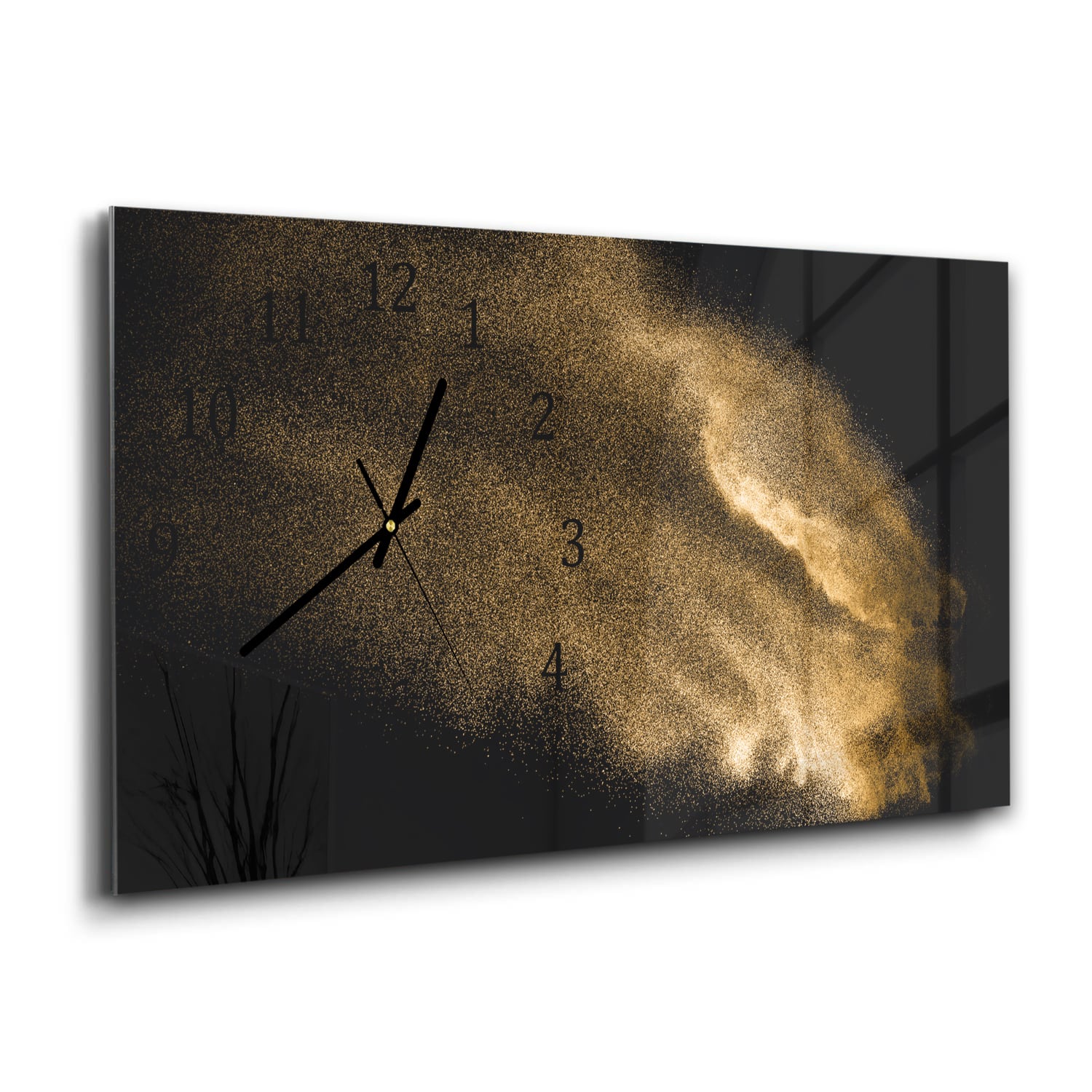 Wanduhr 60x30 - Goldene Sandexplosion