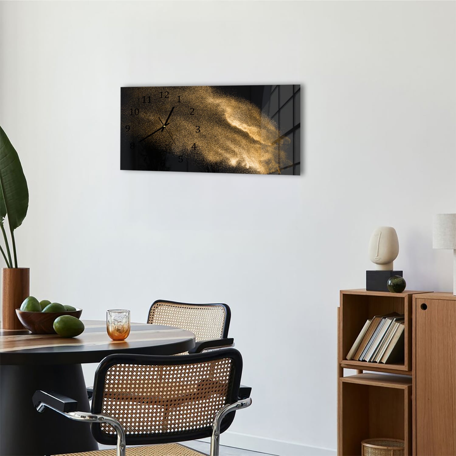 Wanduhr 60x30 - Goldene Sandexplosion