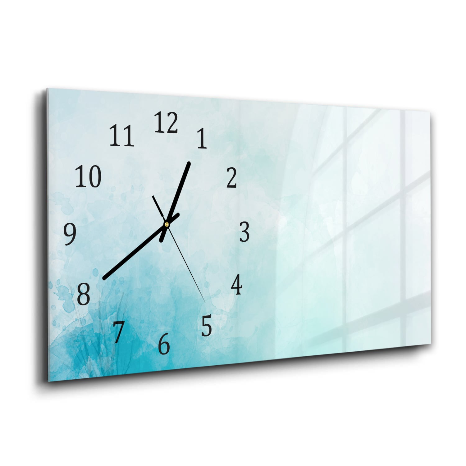 Wanduhr 60x30 - Blaue Aquarellfarbe