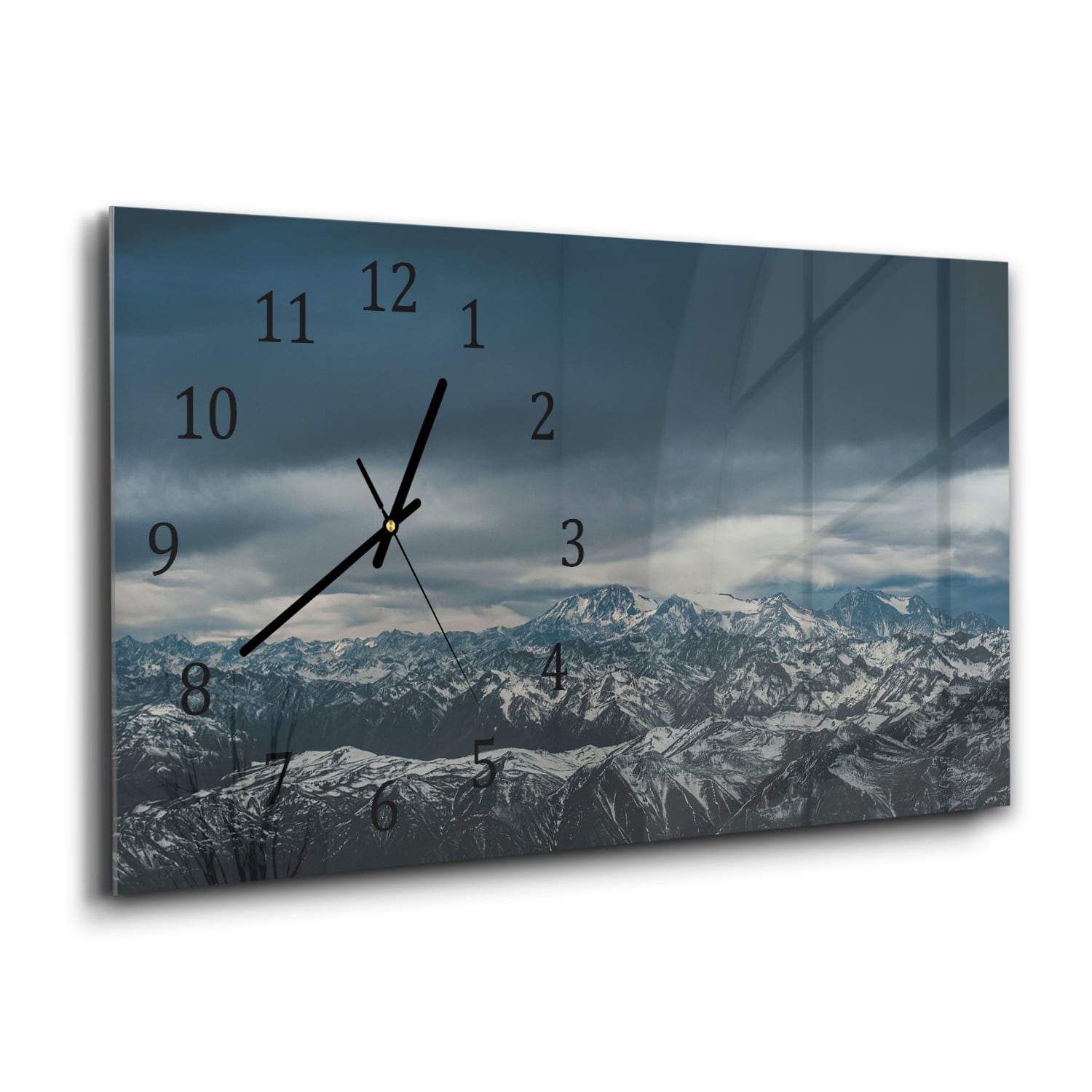 Wanduhr 60x30 - Berggipfel im Winter