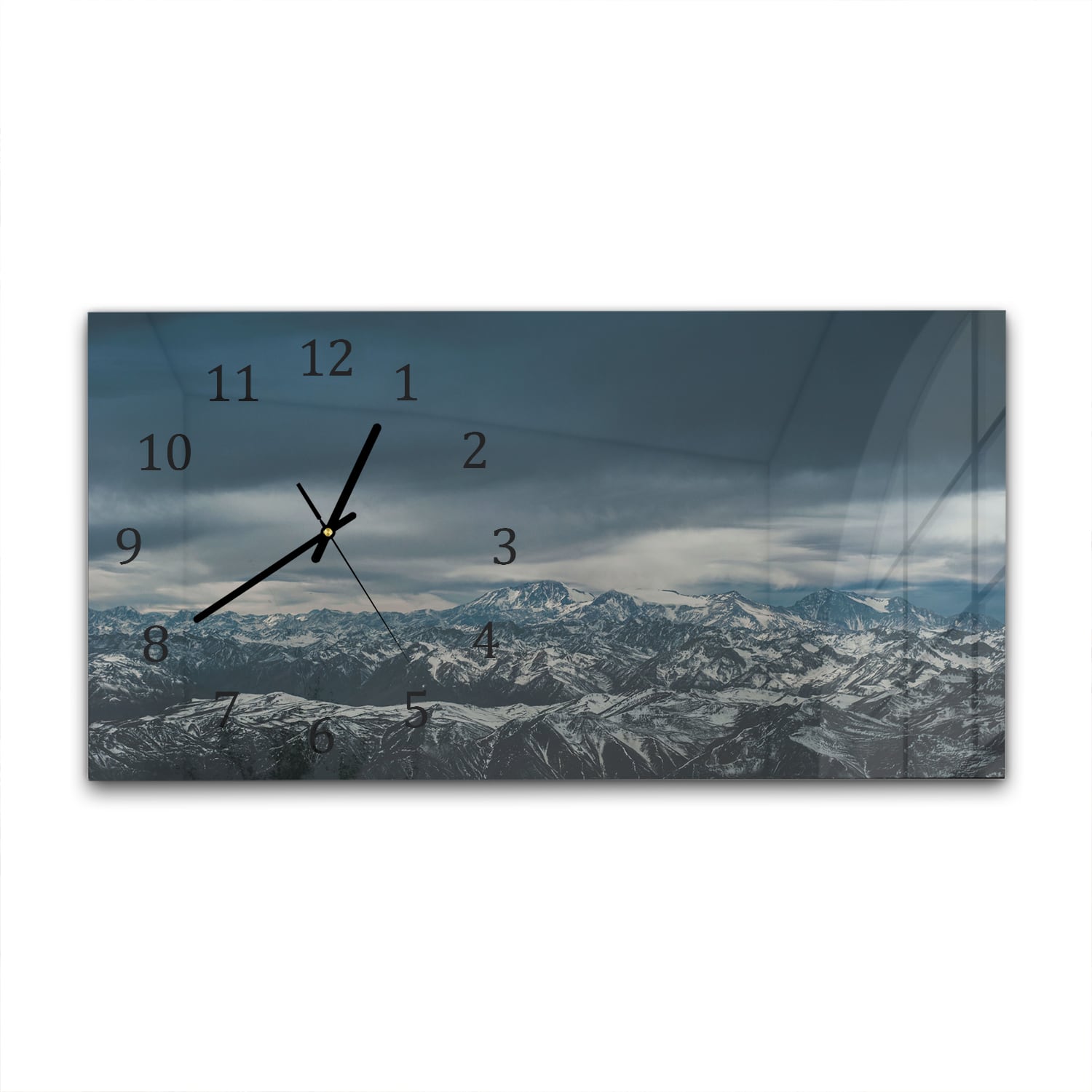 Wanduhr 60x30 - Berggipfel im Winter