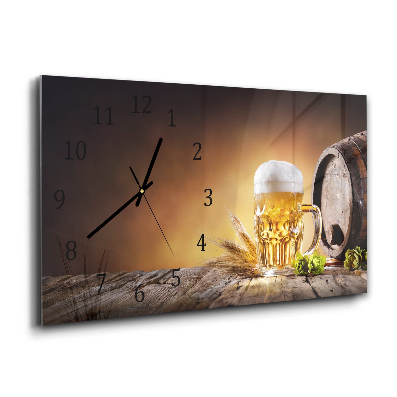 Wanduhr 60x30 - Bier im Fass