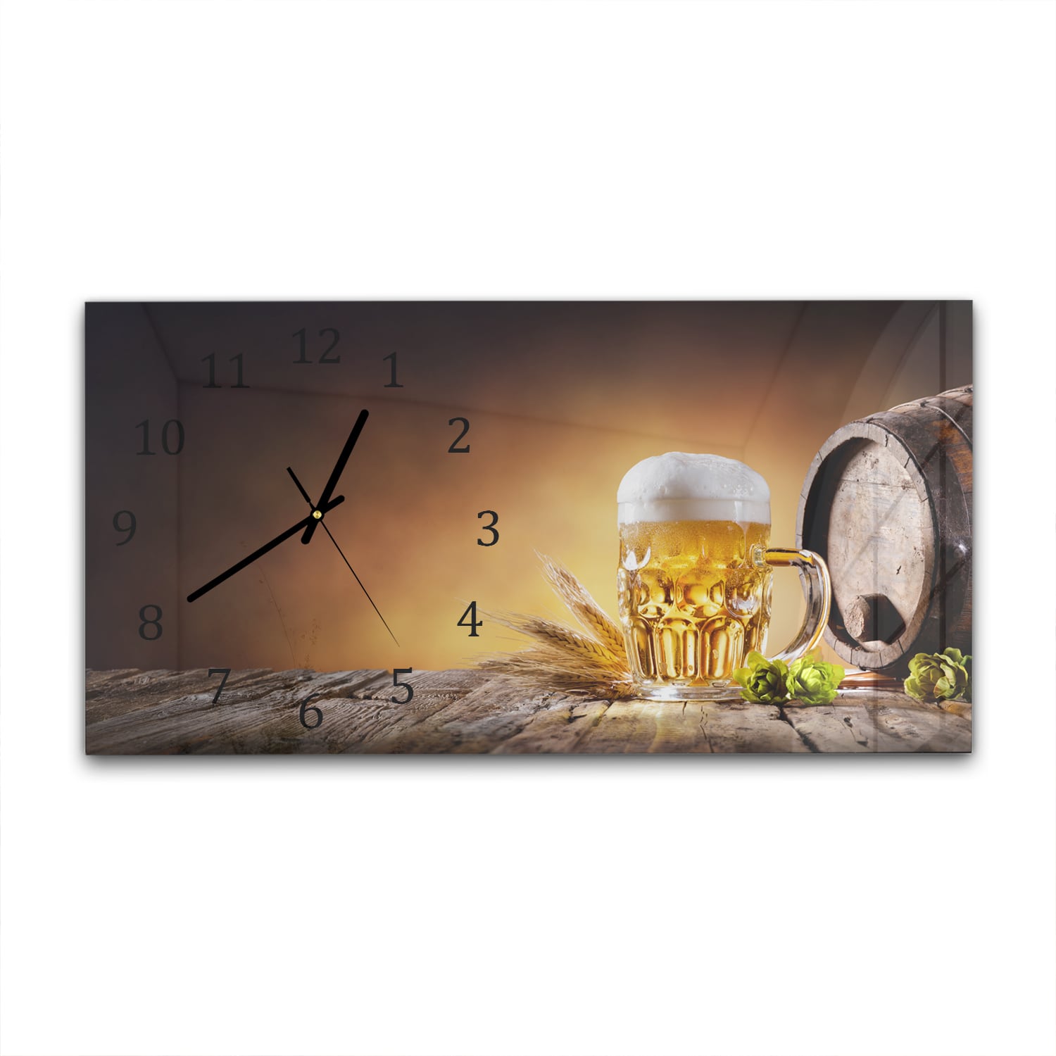 Wanduhr 60x30 - Bier im Fass