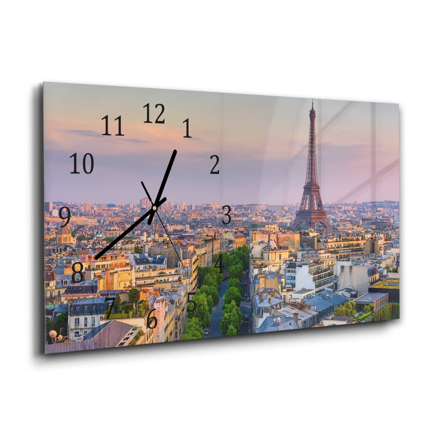 Wanduhr 60x30 - Eiffelturm bei Sonnenuntergang