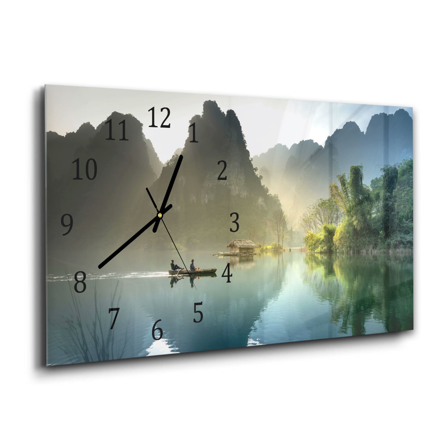 Wanduhr 60x30 - Nebelige Berge