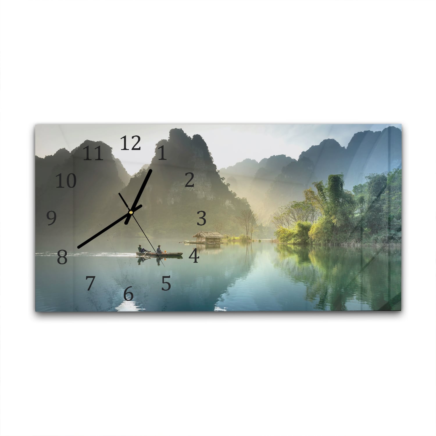 Wanduhr 60x30 - Nebelige Berge