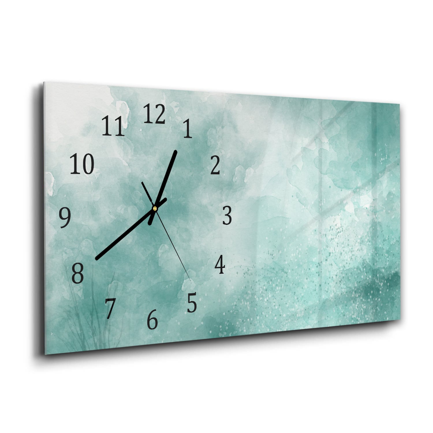 Wanduhr 60x30 - Grüne Aquarellfarbe