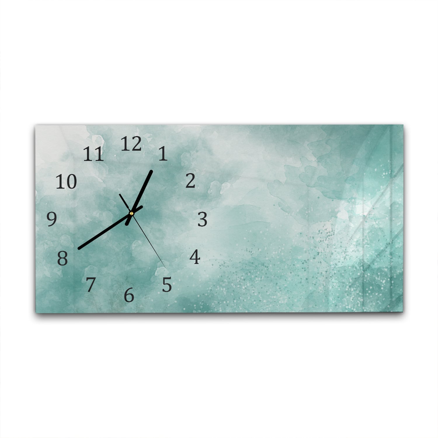 Wanduhr 60x30 - Grüne Aquarellfarbe