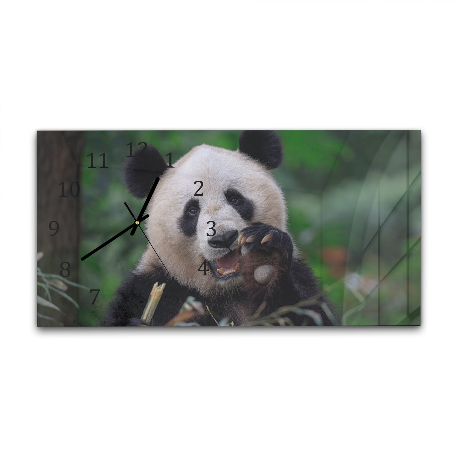 Wanduhr 60x30 - Glücklicher Panda