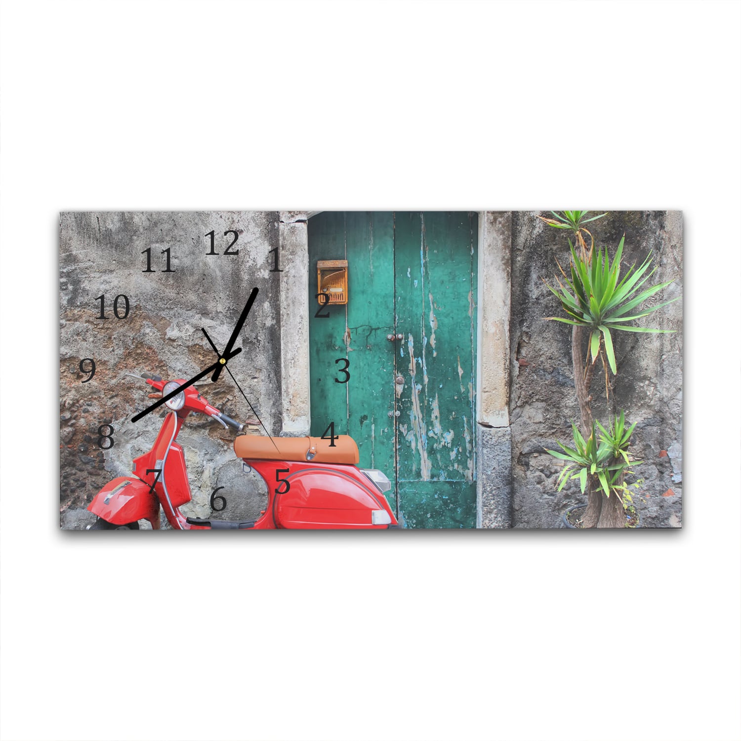 Wanduhr 60x30 - Retro-Roller bei alter Tür