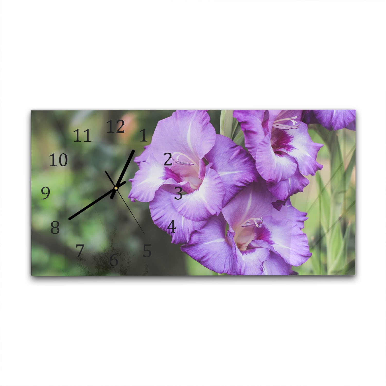 Wanduhr 60x30 - Lila Gladiolen