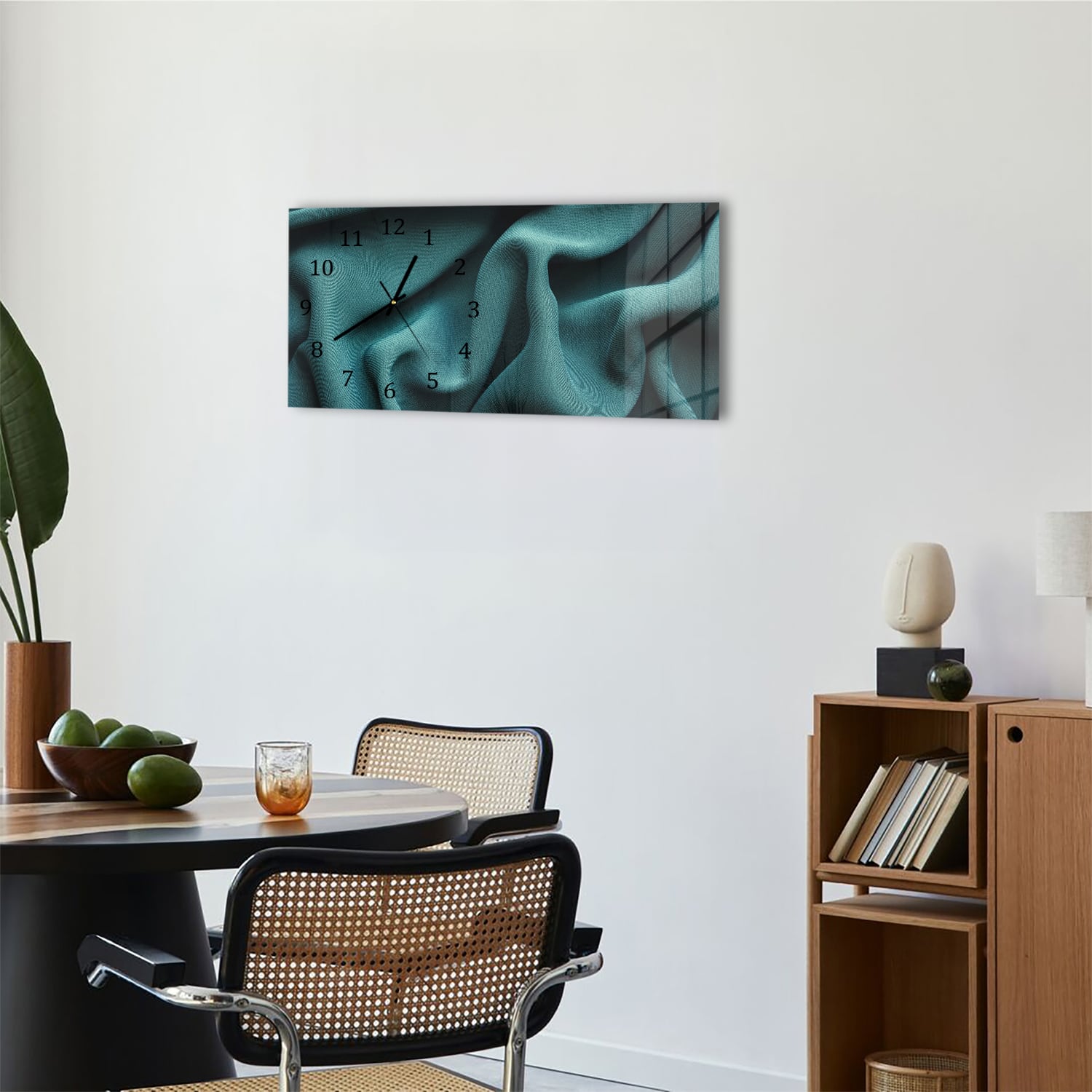 Wanduhr 60x30 - Grüne Stofftextur