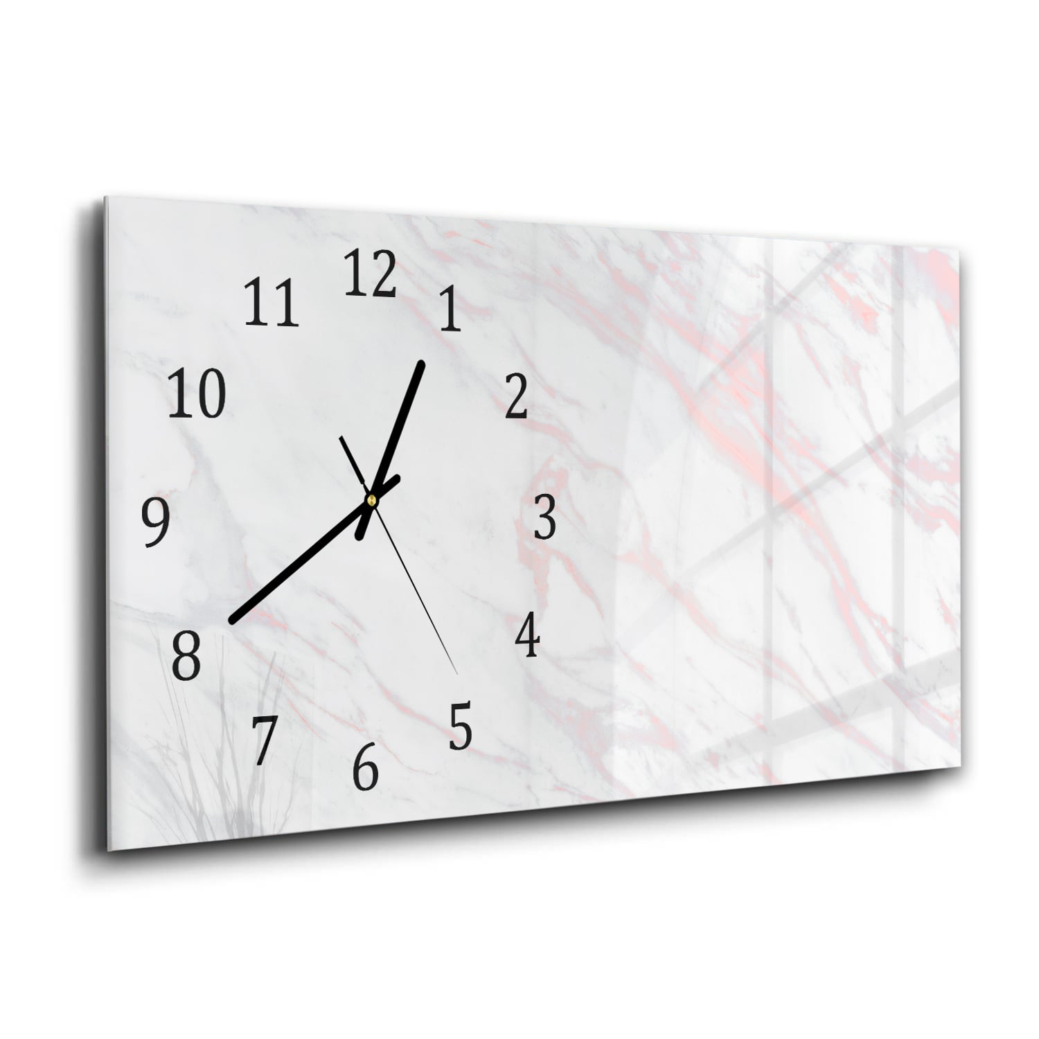 Wanduhr 60x30 - Rosa und weißer Marmor