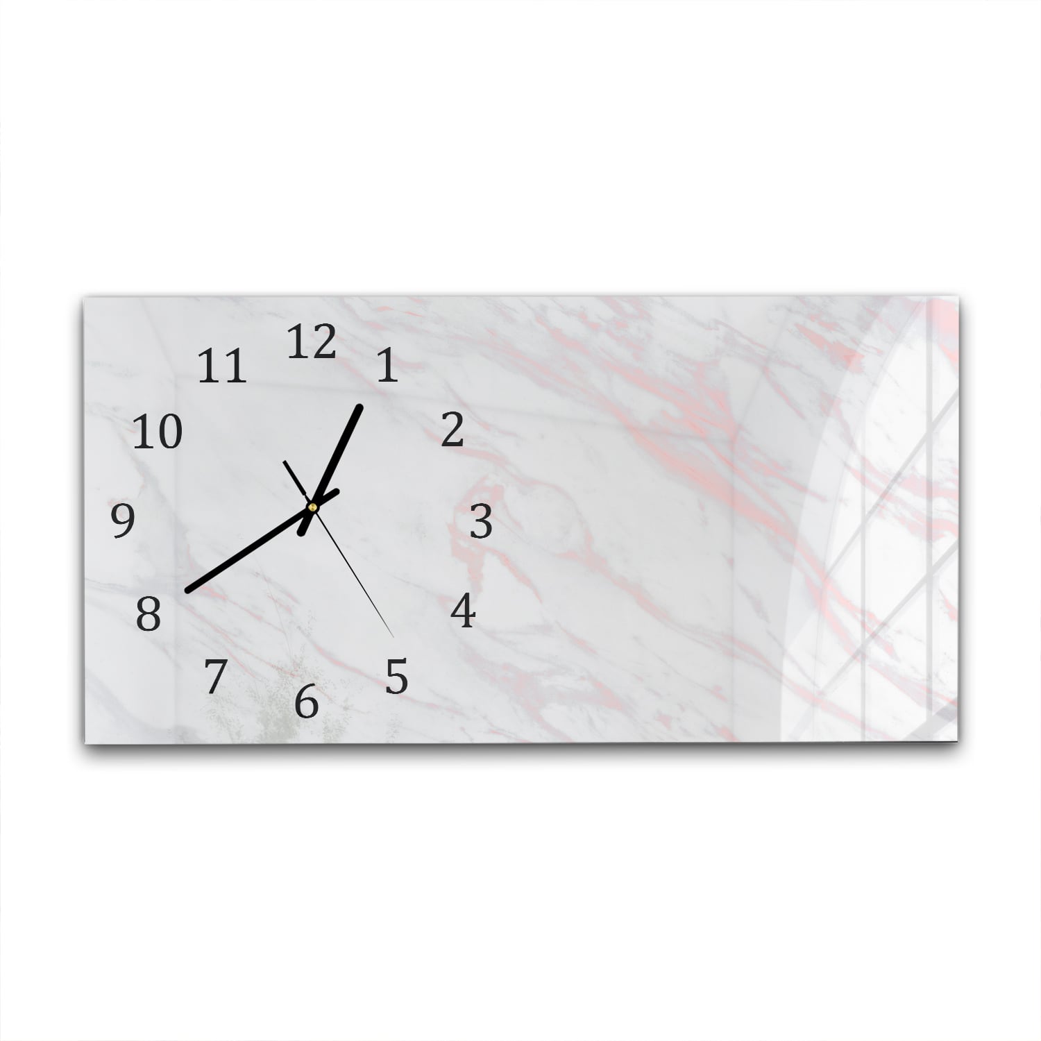 Wanduhr 60x30 - Rosa und weißer Marmor