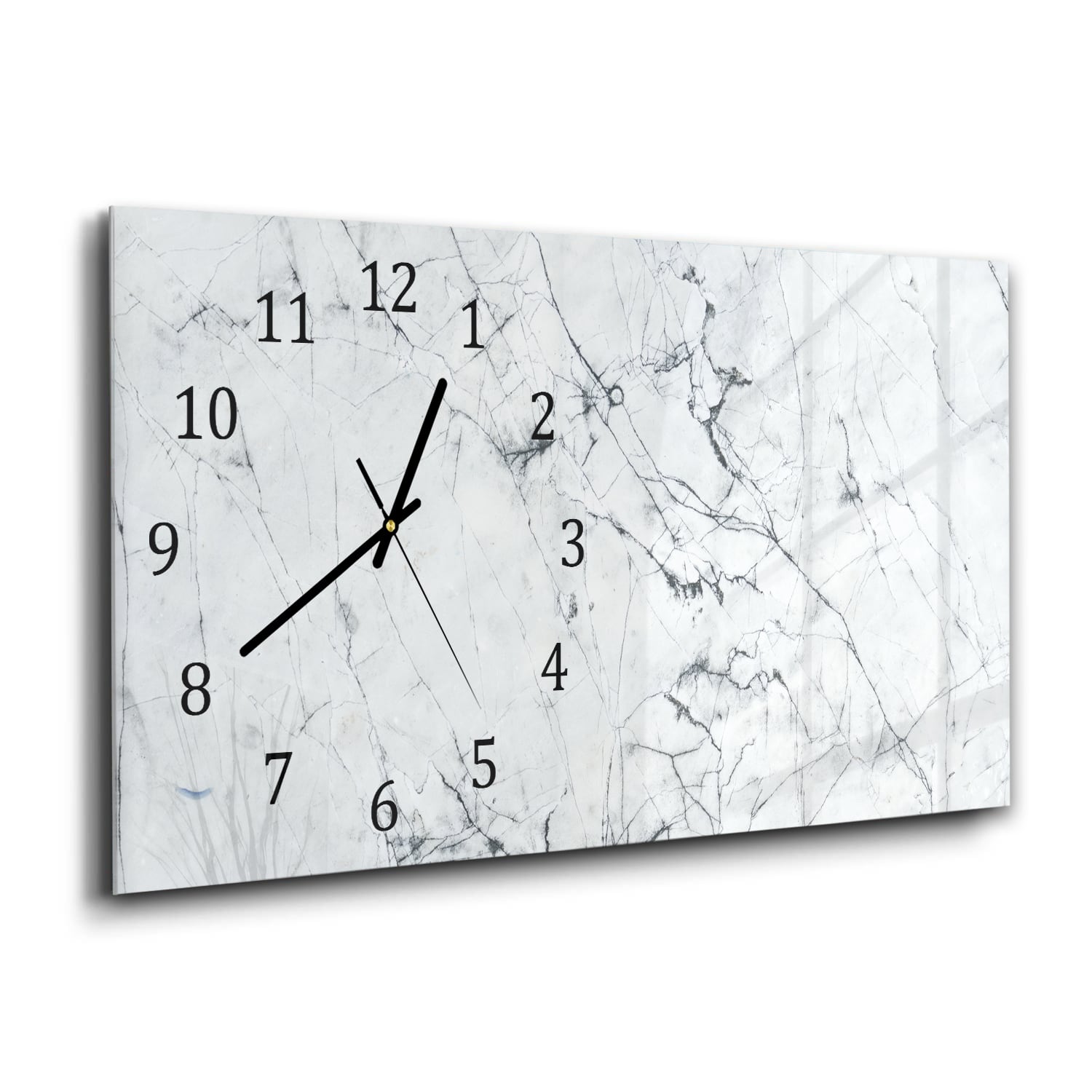 Wanduhr 60x30 - Schwarz-weißer Marmor